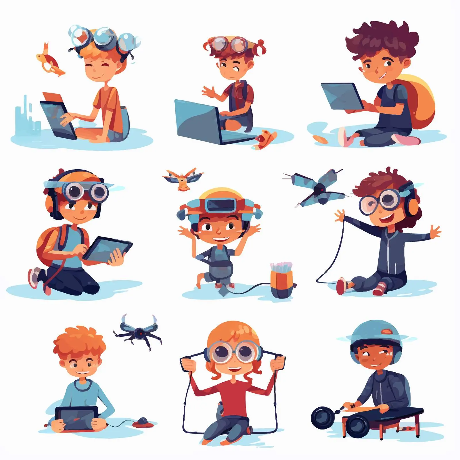 Cute Happy Children Engaged in Fun Activities — free download from Dotvec