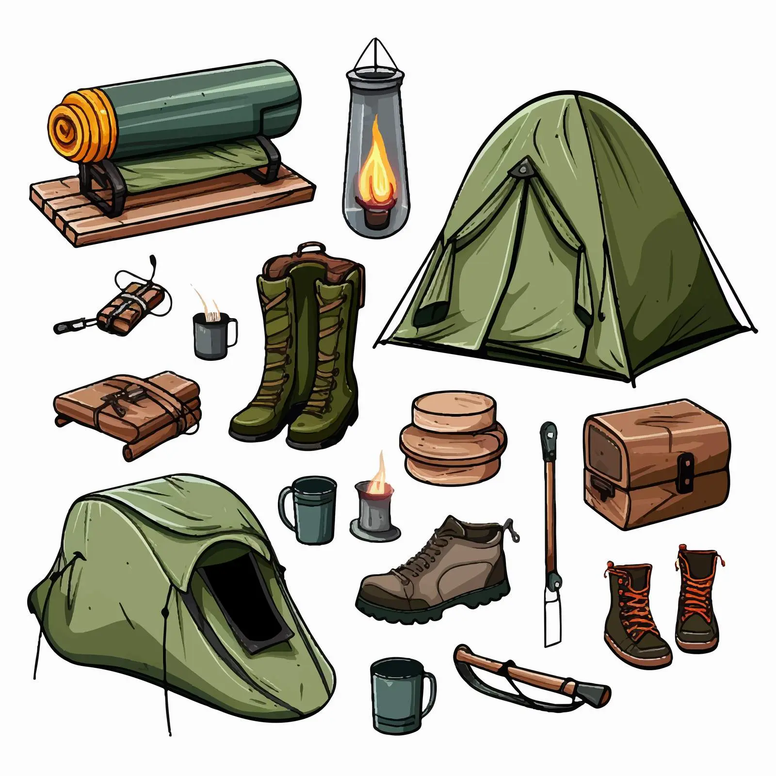 Detailed Camping Equipment Vector Illustration – free checklist image from Dotvec