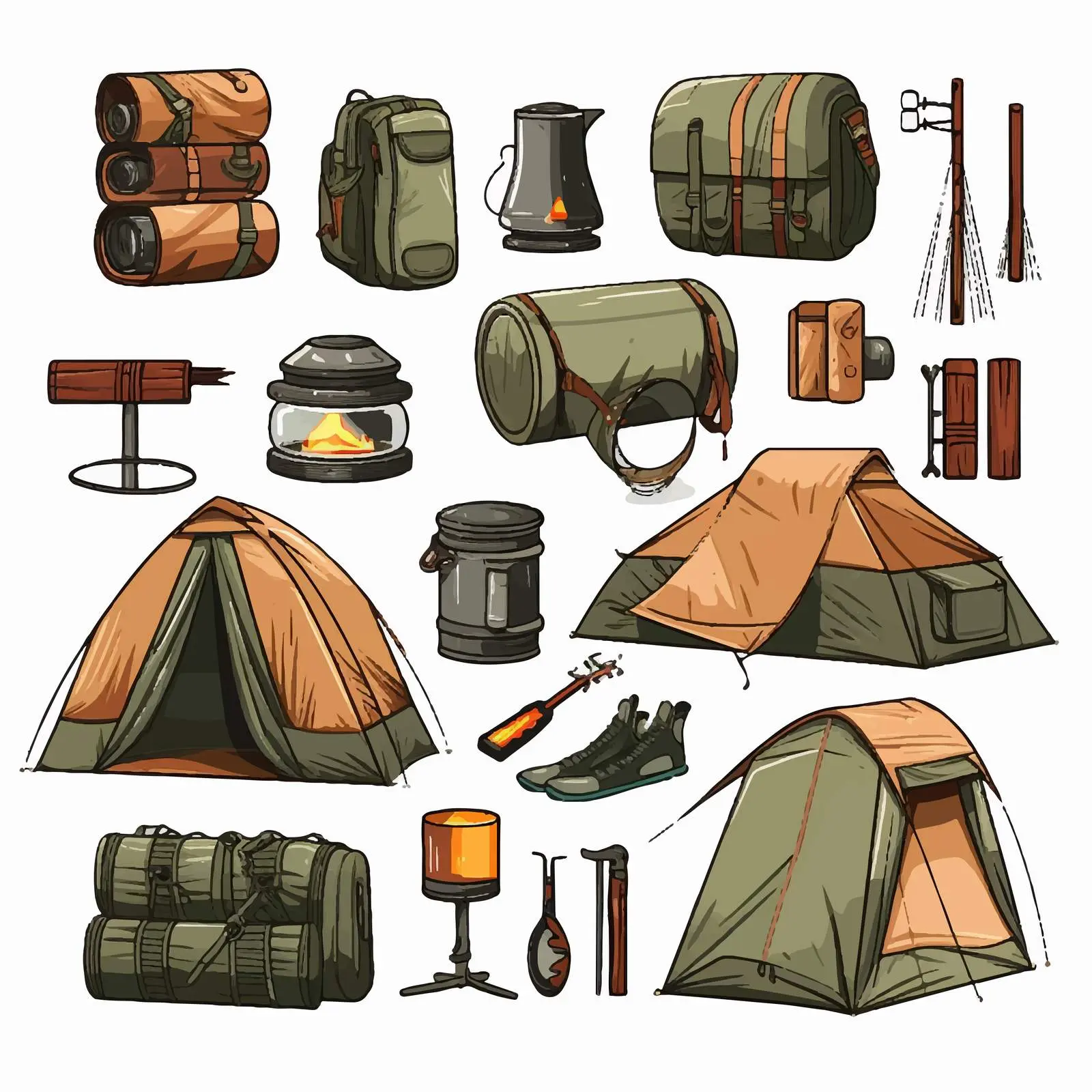Detailed Camping Equipment Vector Illustration – free checklist image from Dotvec