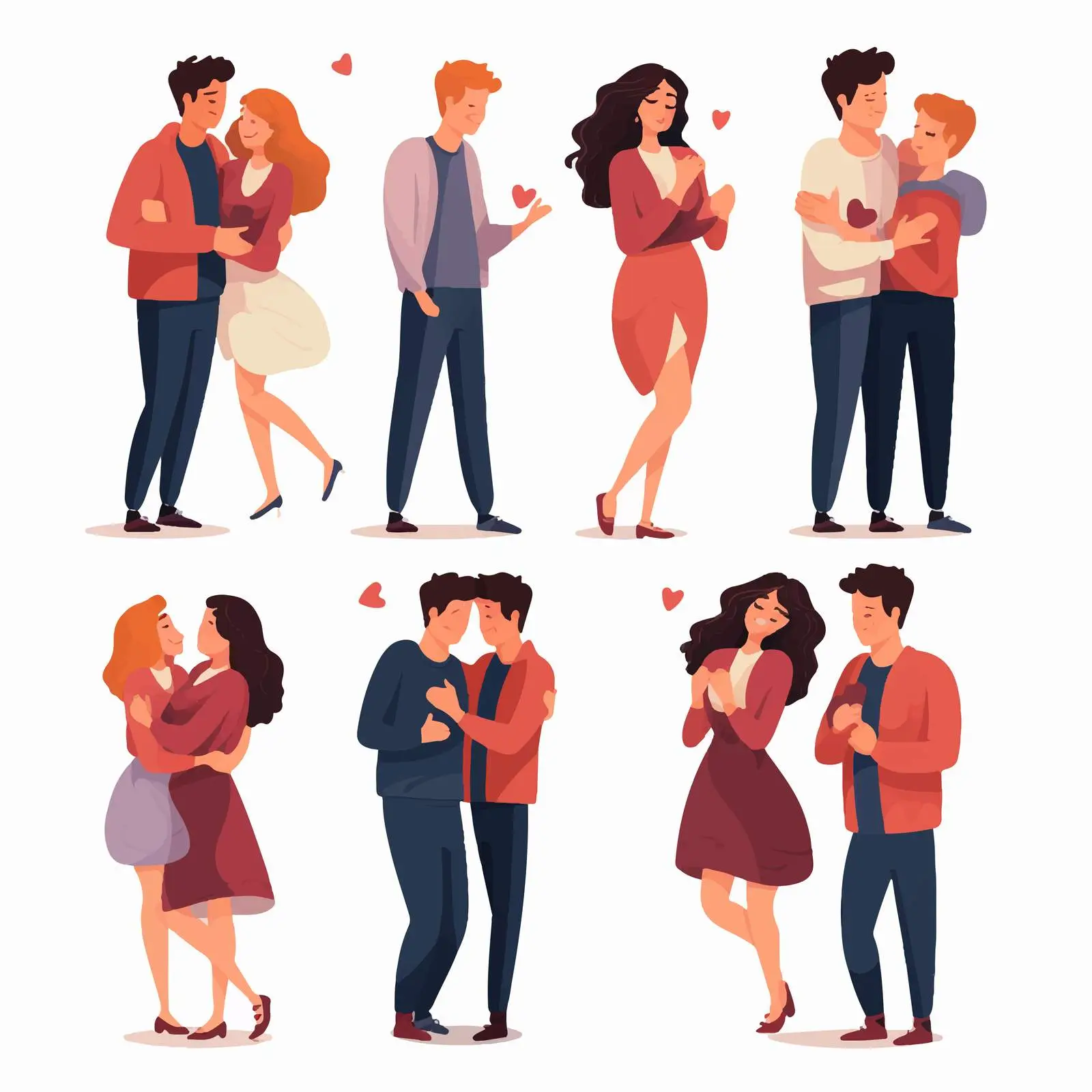 Diverse Cartoon Characters Expressing Love and Friendship — free download from Dotvec