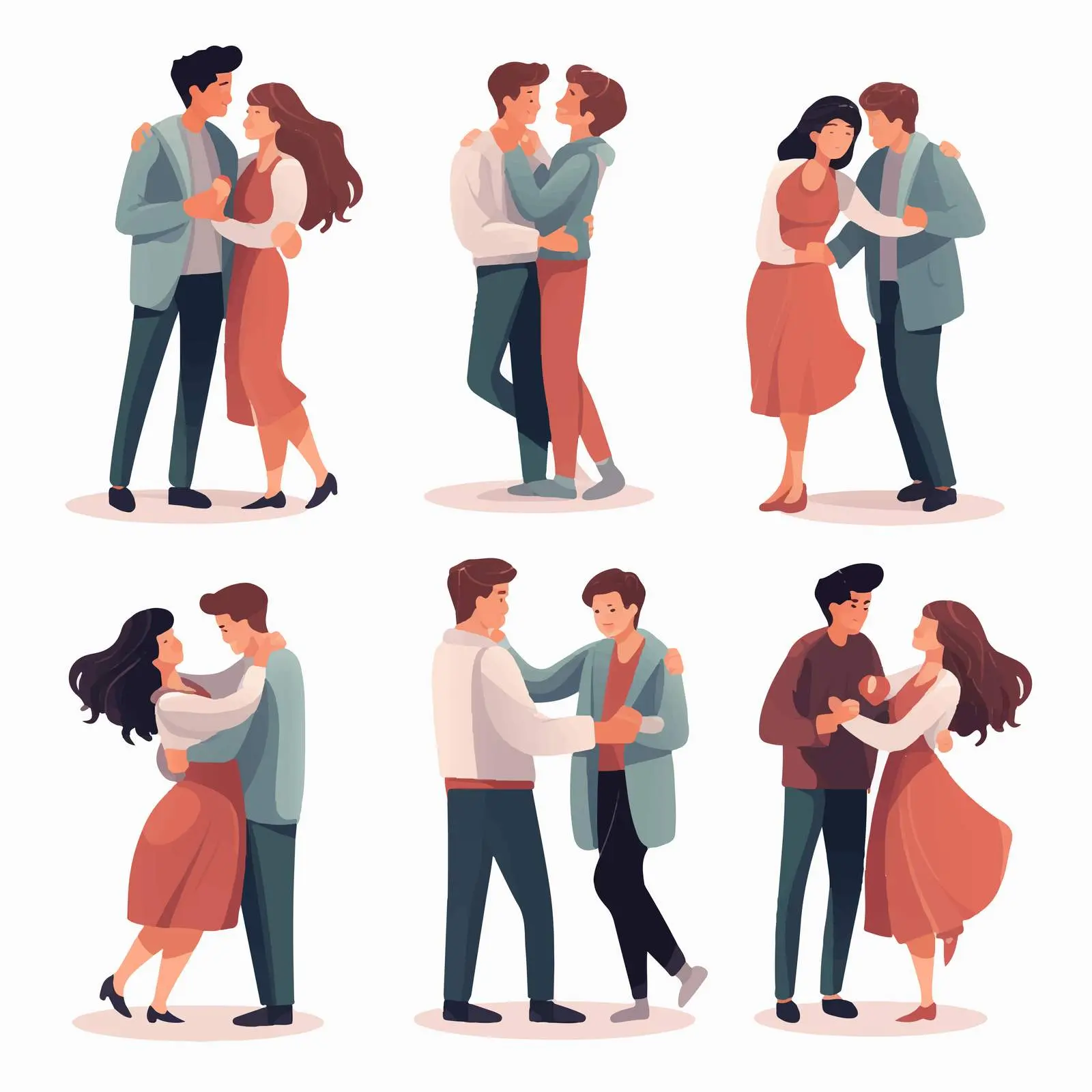 Diverse Cartoon Characters Embracing Love — free download from Dotvec