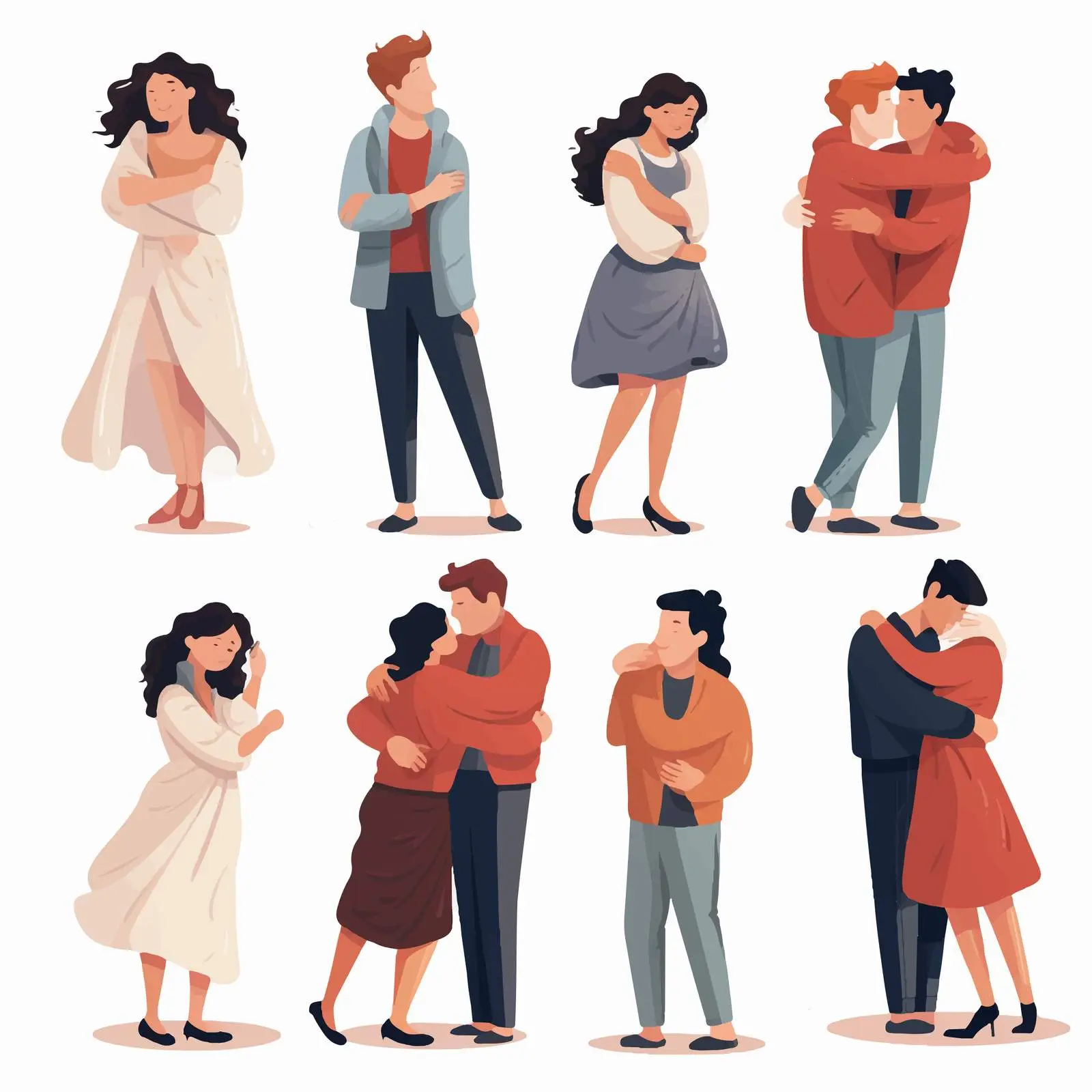 Cartoon People Hugging with Love and Positivity — free download from Dotvec