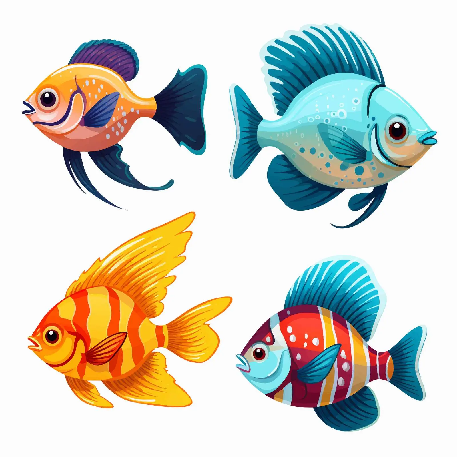 Colorful Cartoon Exotic Fish Collection — free download from Dotvec