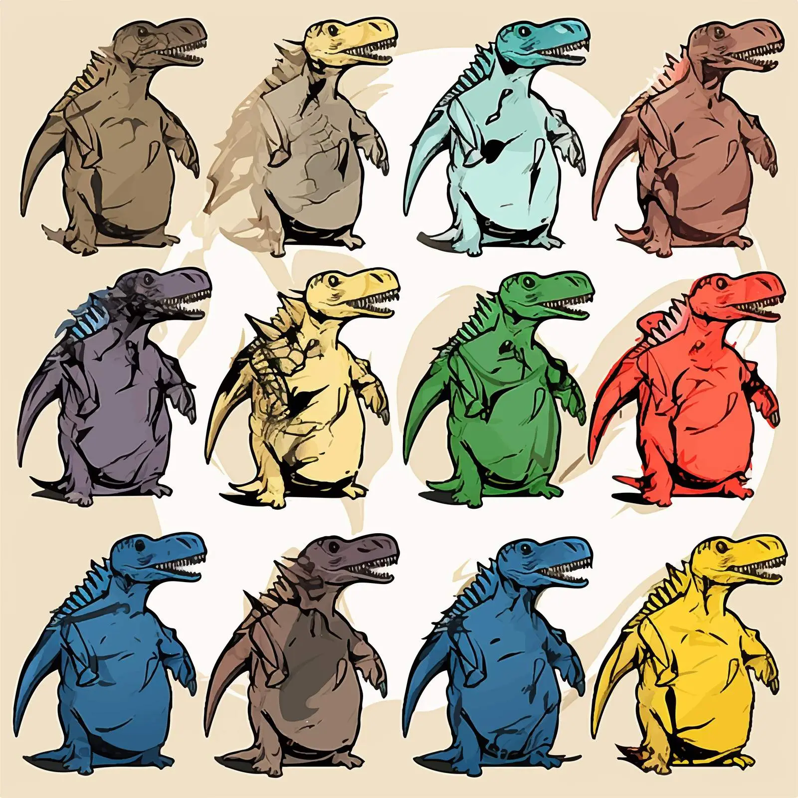 Colorful Dinosaur Long Sleeve T-Shirt Design — free download from Dotvec
