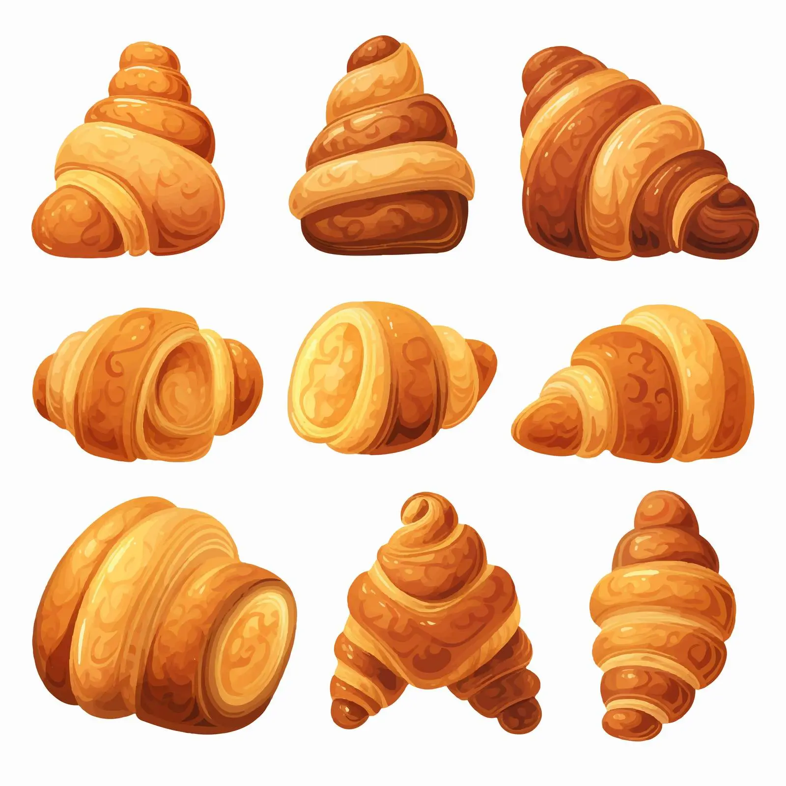 Variety of Cartoon Croissants Illustration — free download from Dotvec