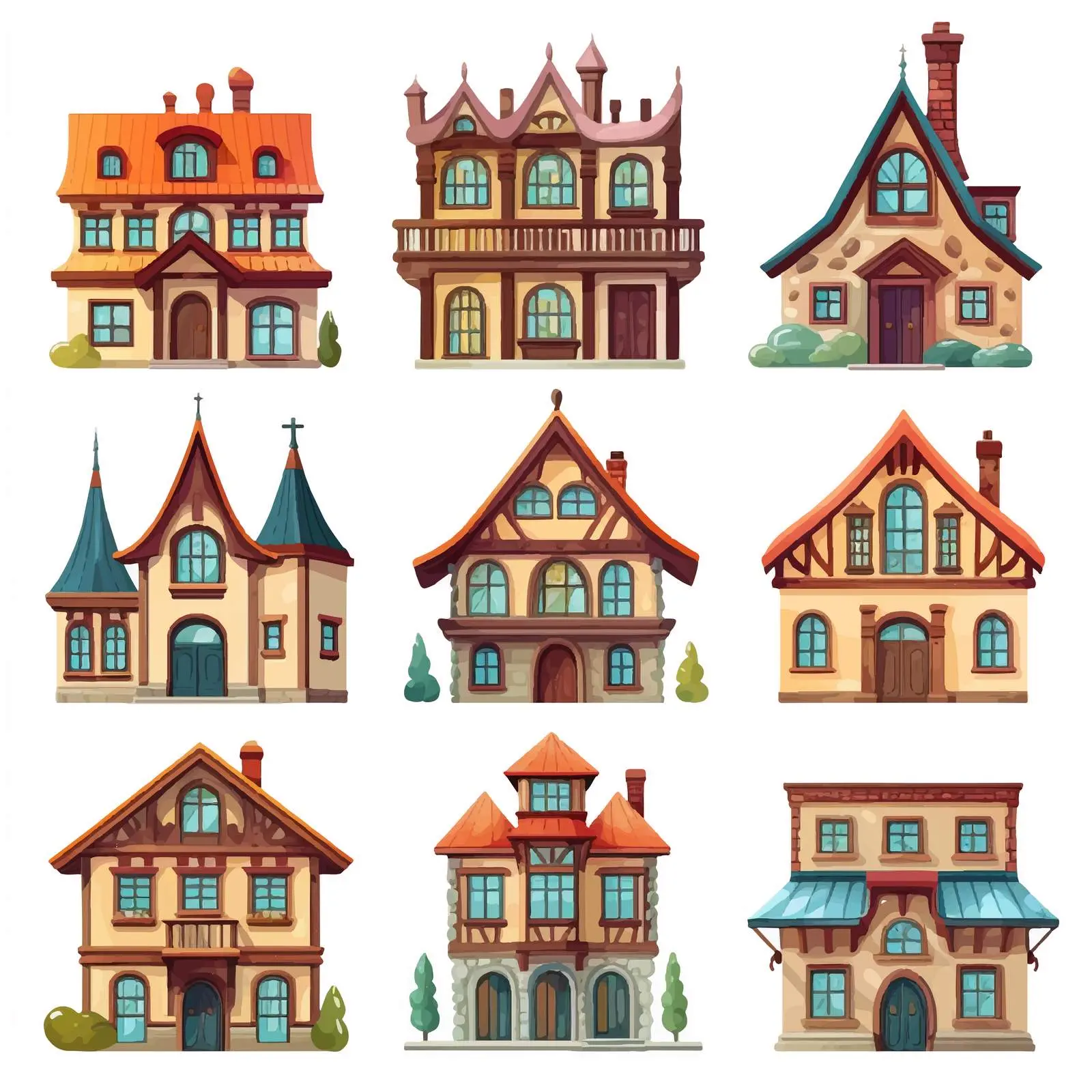 Diverse Cultural Houses Illustration Vector — free download from Dotvec