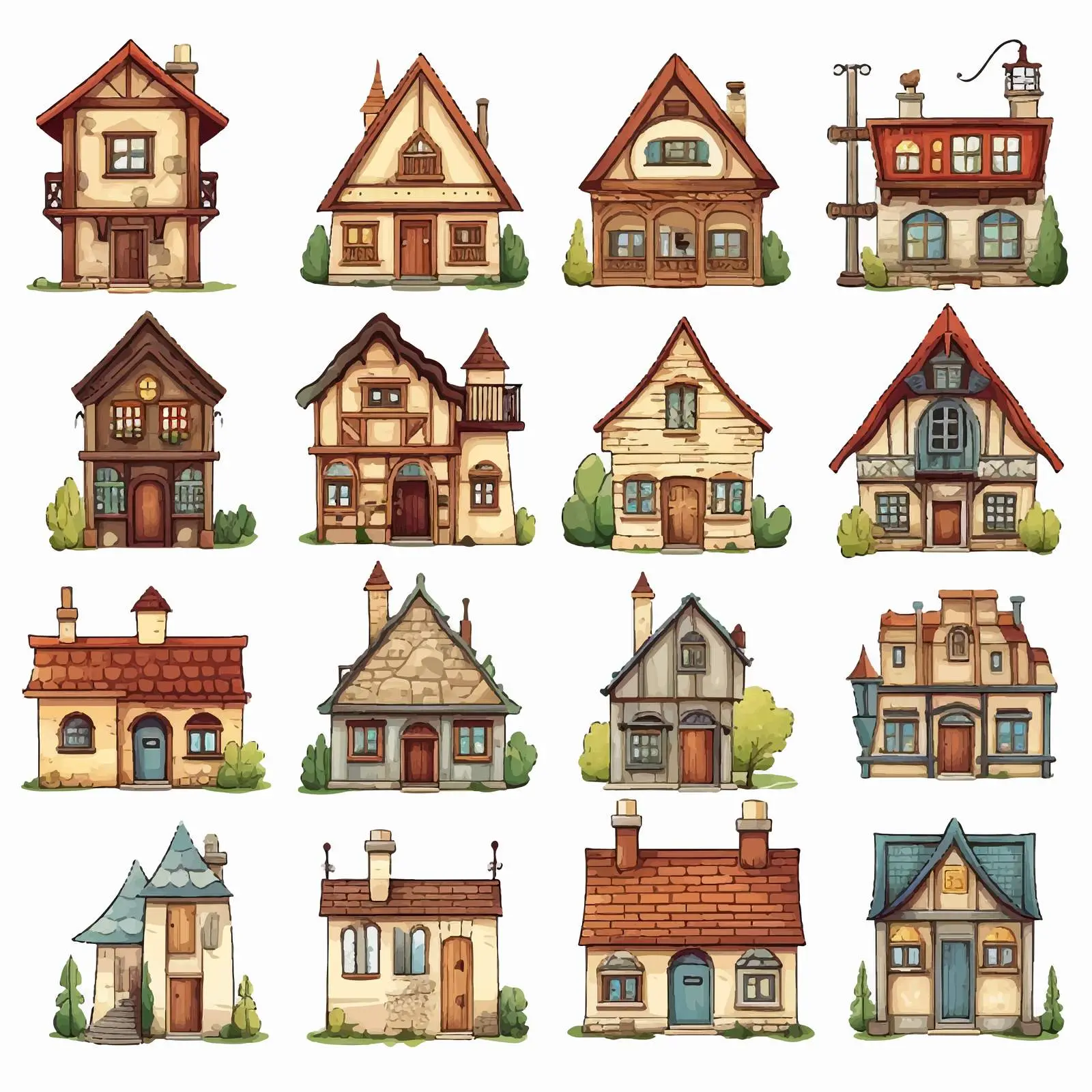 Diverse Cultural Houses Vector Illustration — free download from Dotvec