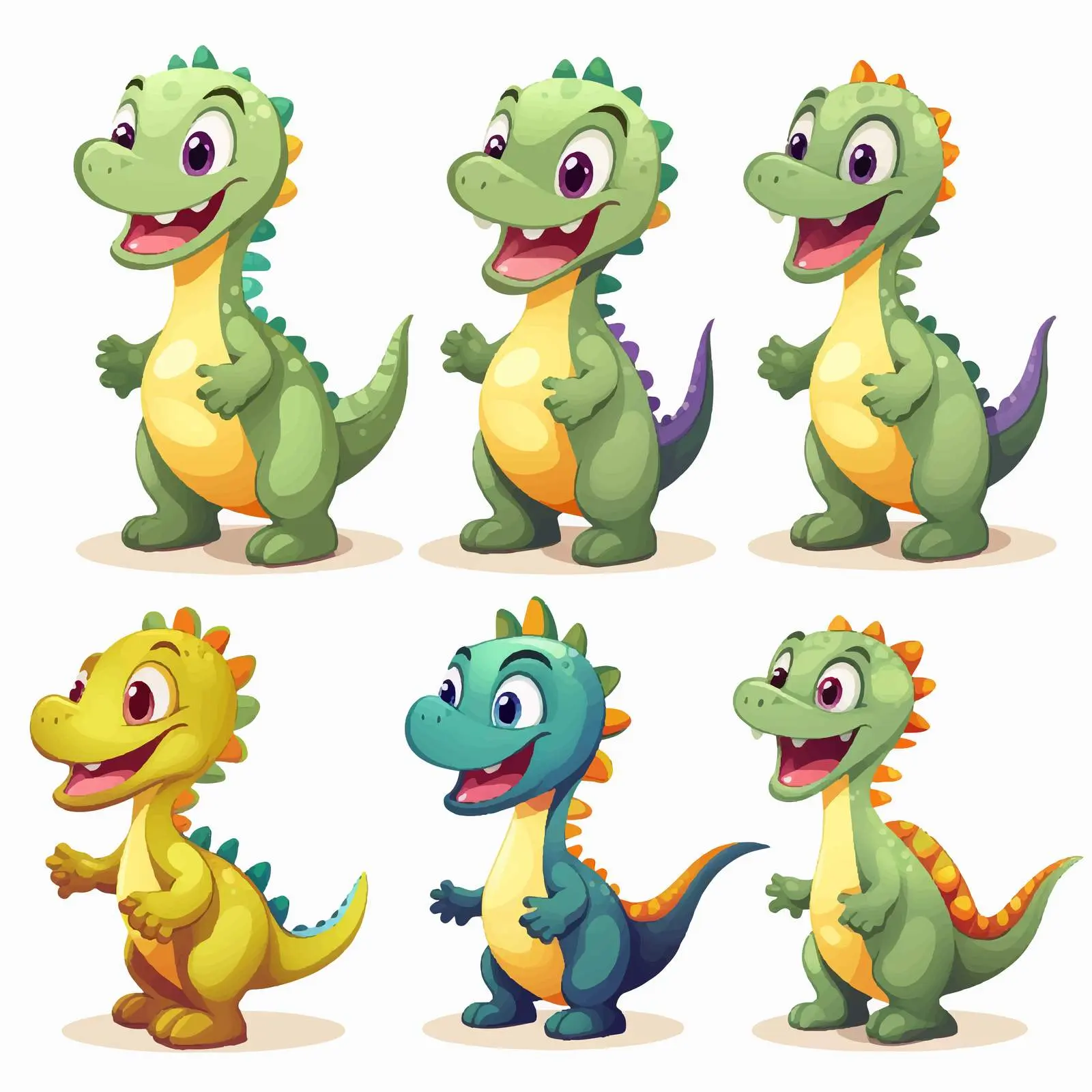 Collection of Cartoon Dinosaur Characters on White Background — free download from Dotvec