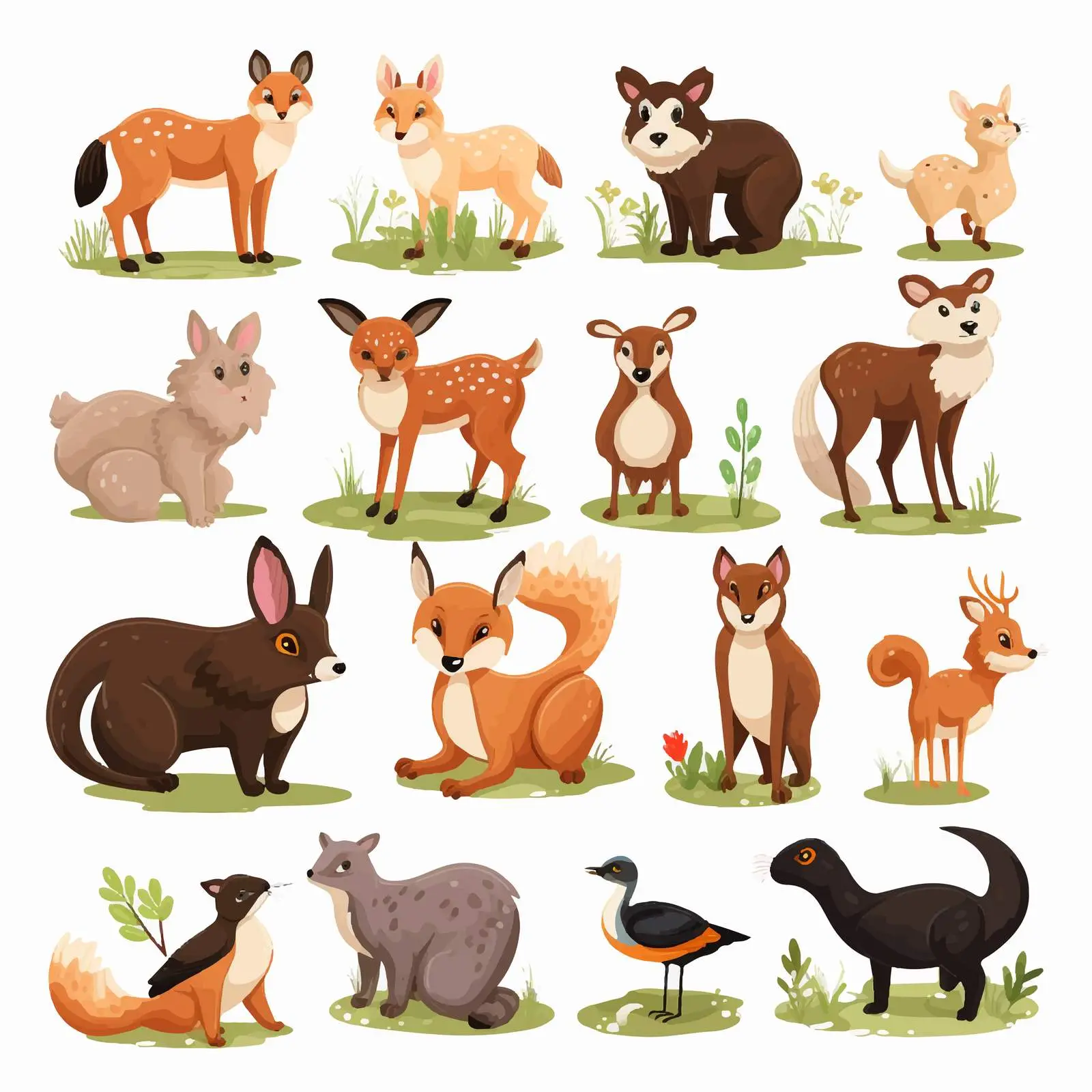Domestic Animals in Forest Illustration — free download from Dotvec