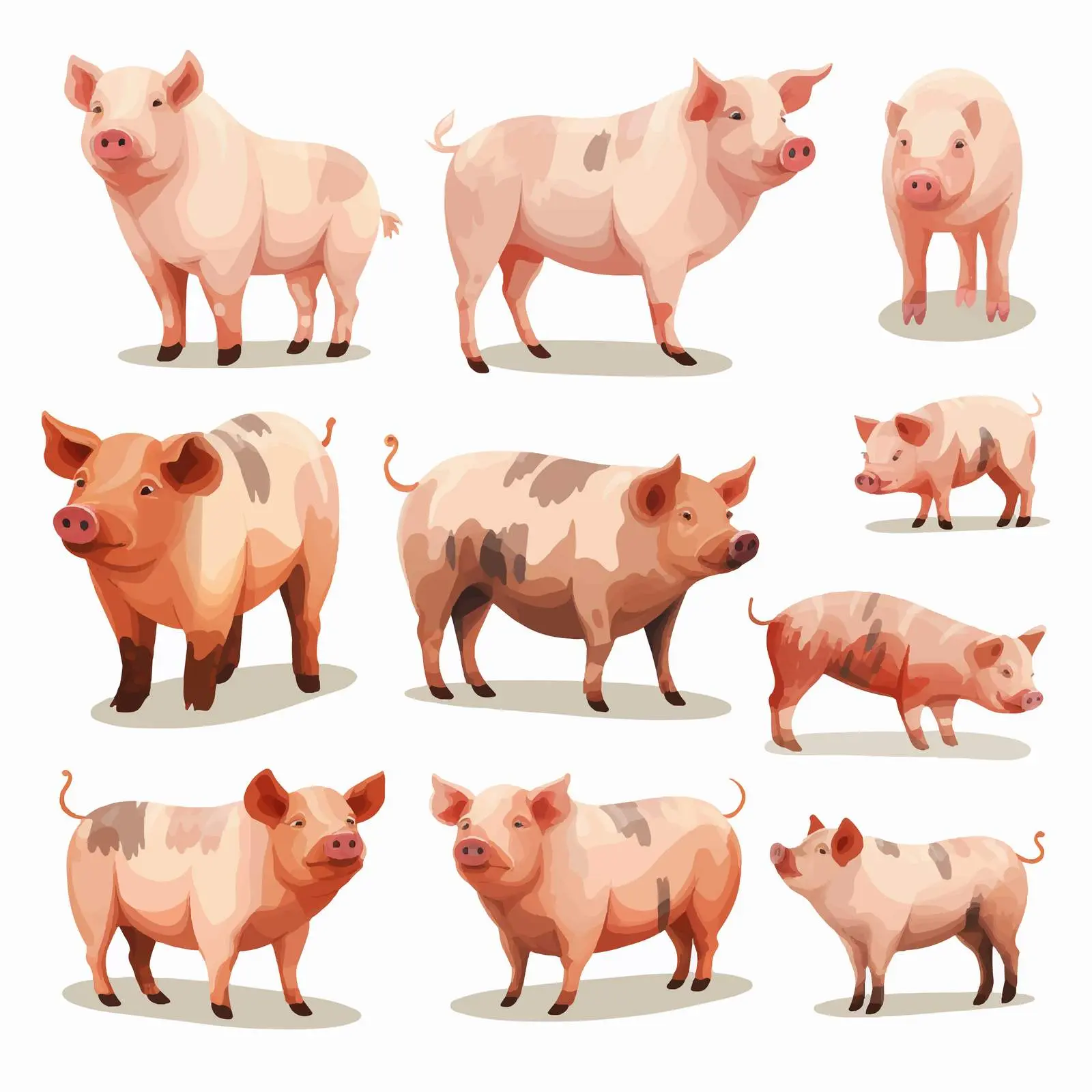 Cartoon Style Farm Pigs Vector Illustration — free download from Dotvec