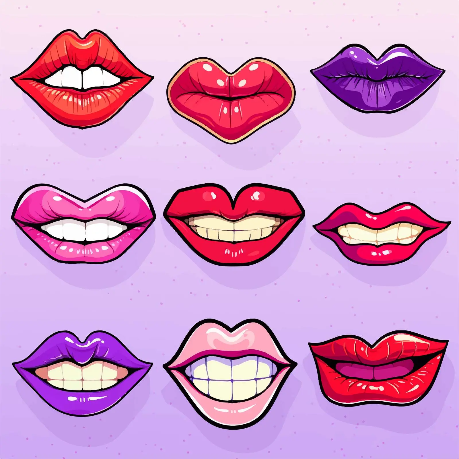 Fashion Patches of Female Red Lips Vectors — free download from Dotvec