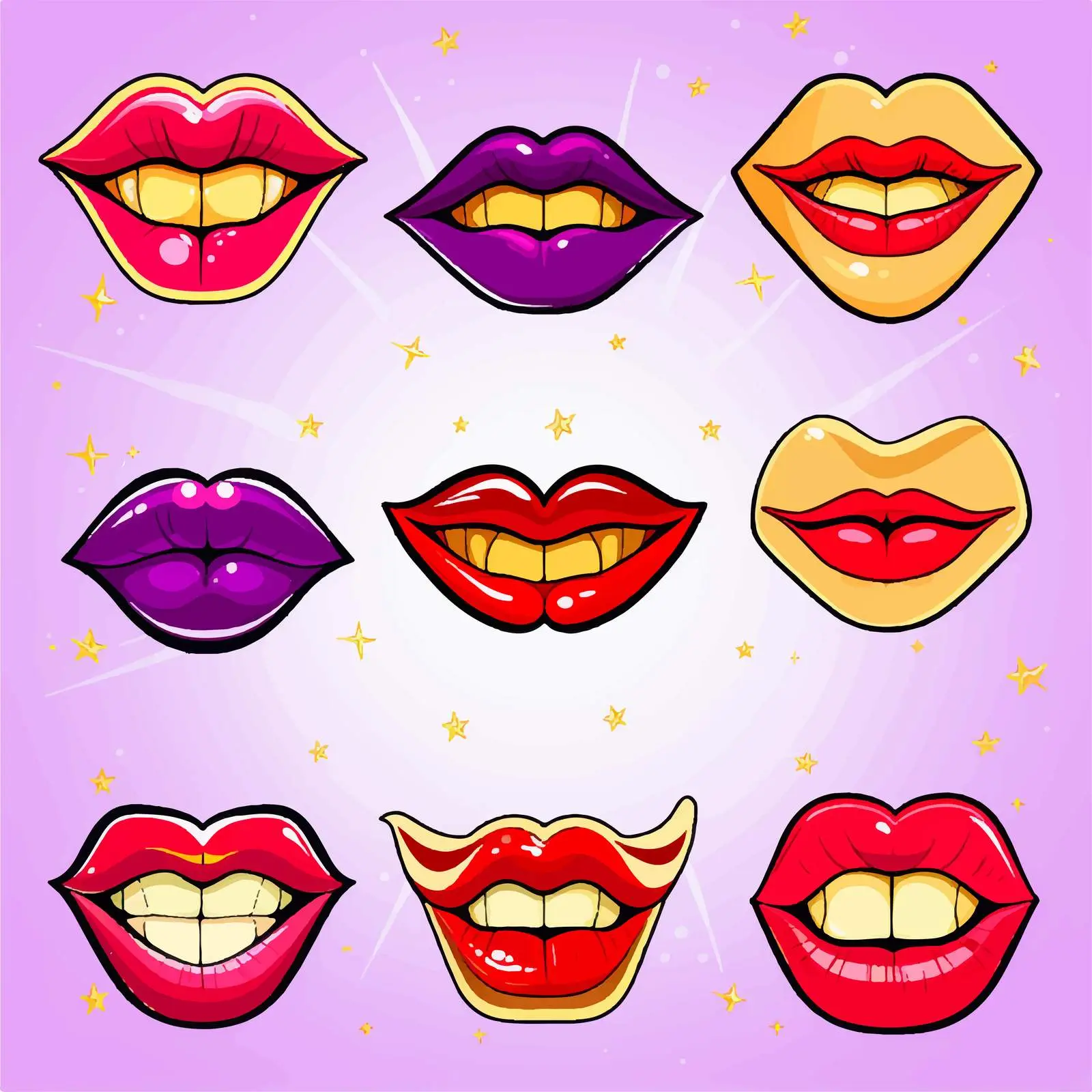 Fashion Patches of Stylish Female Red Lips — free download from Dotvec
