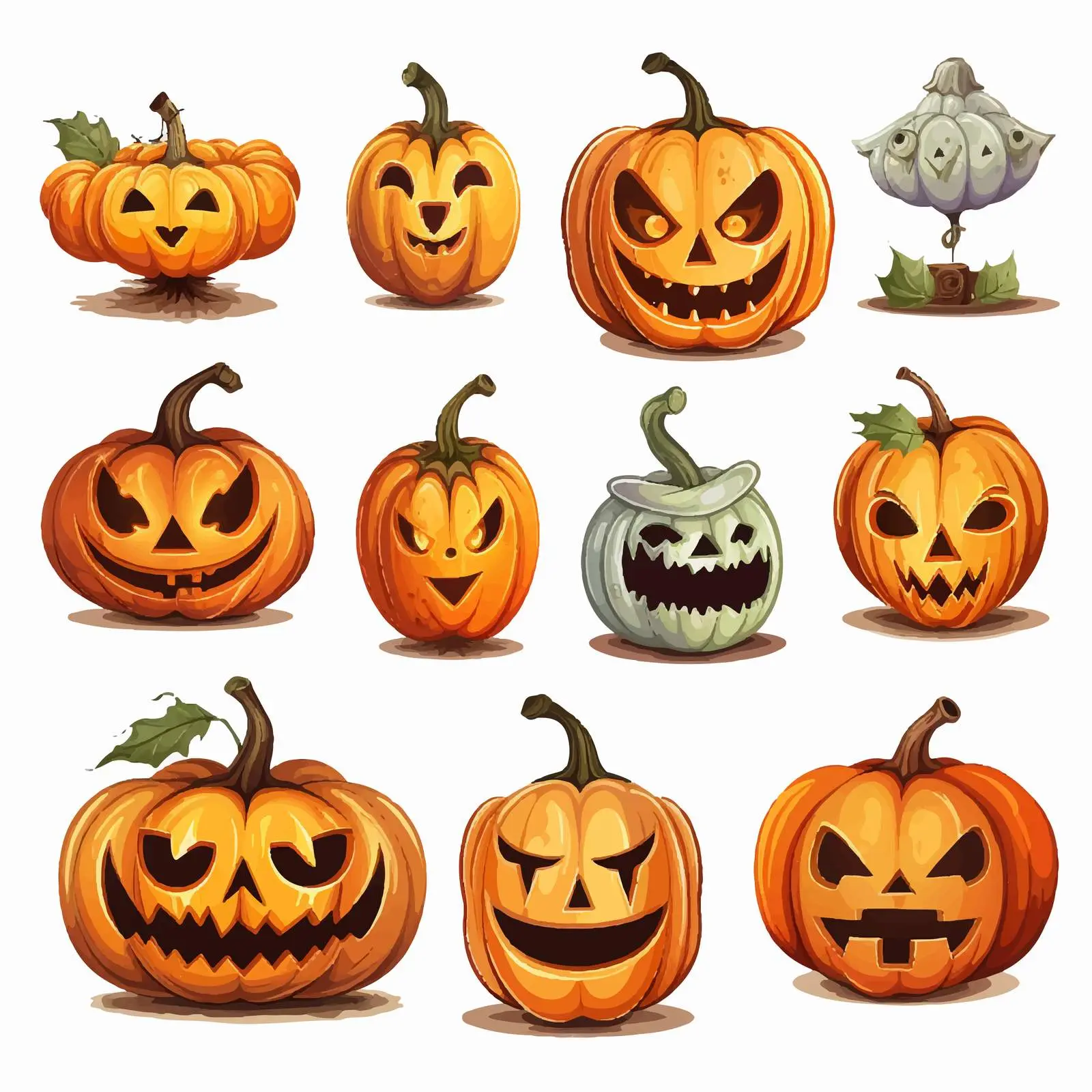 Different Halloween Pumpkin Illustrations Vector Set — free download from Dotvec