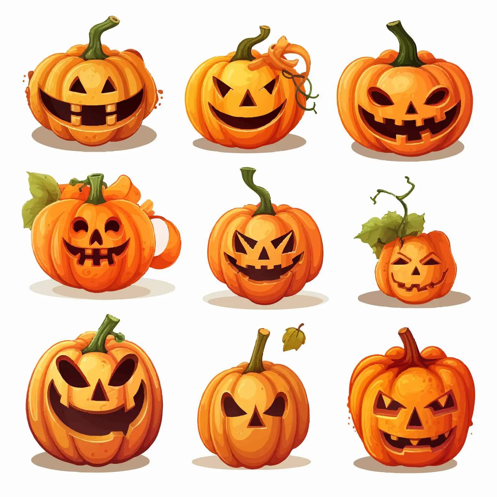 Various Halloween Pumpkin Illustrations Vector Set — free download from Dotvec