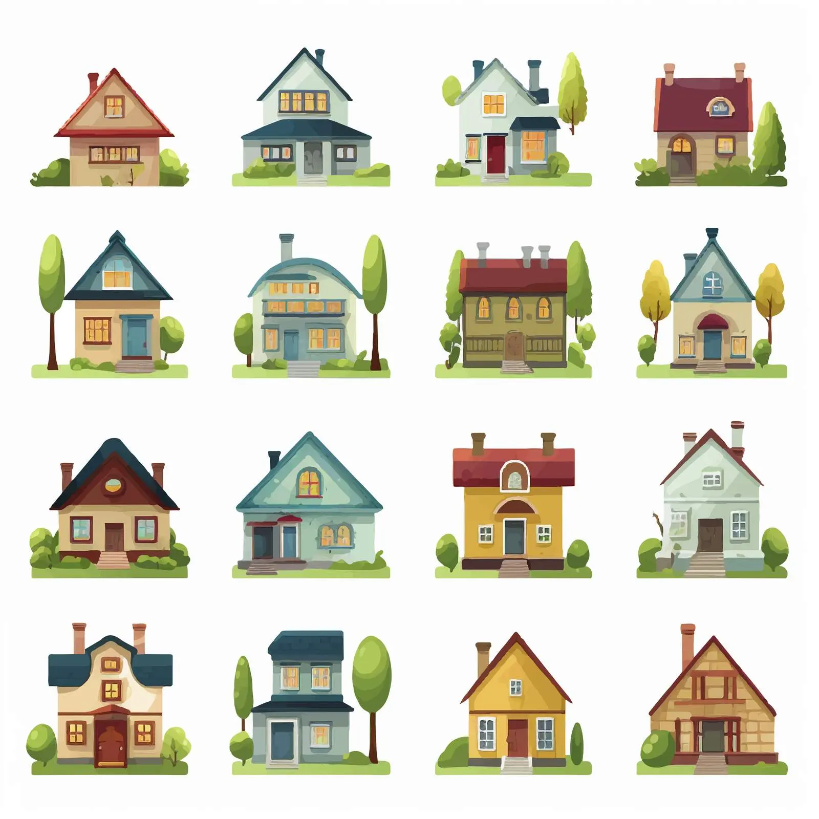 Diverse House Styles Illustration Vector Art — free download from Dotvec