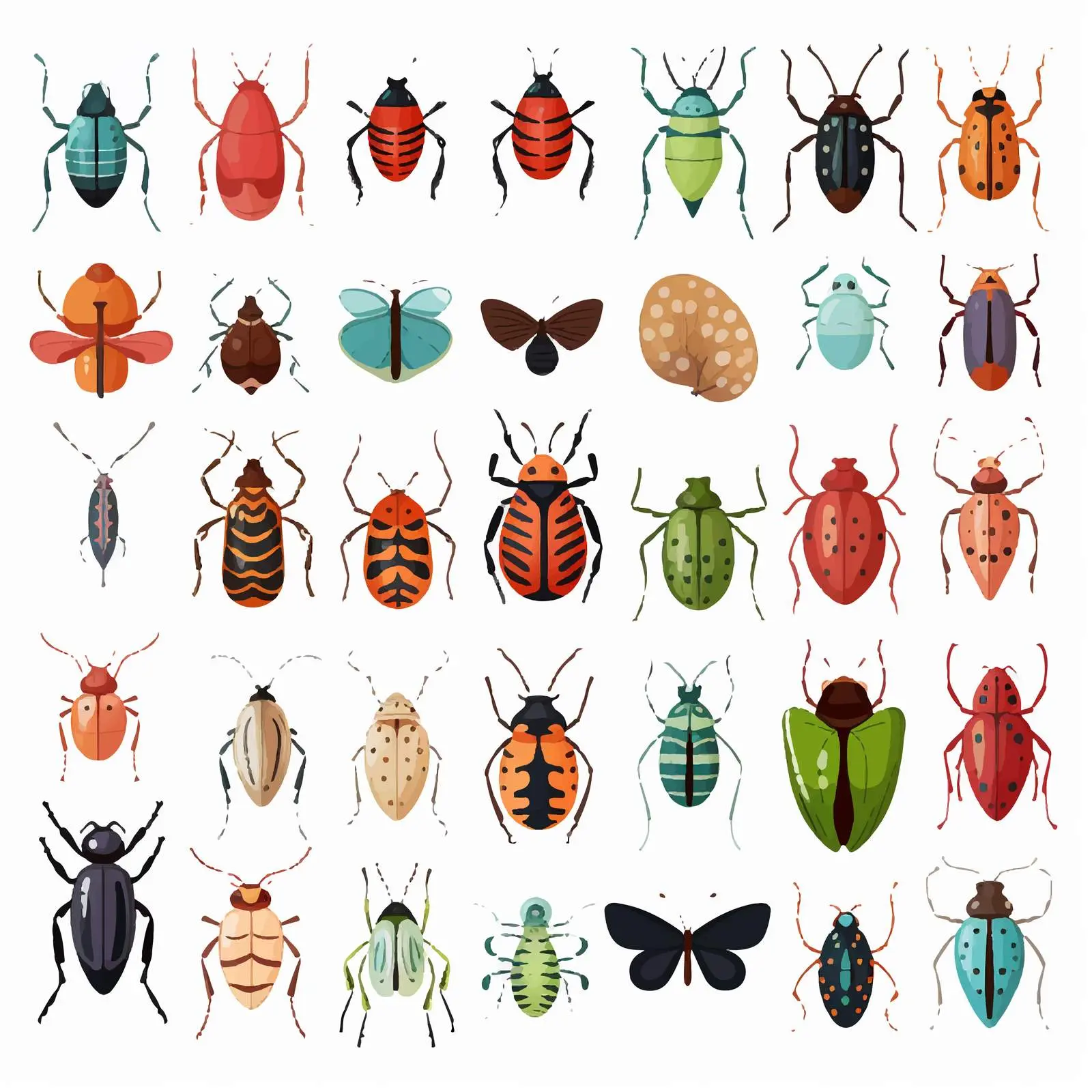 Cartoon Style Insects and Beetles Collection — free download from Dotvec