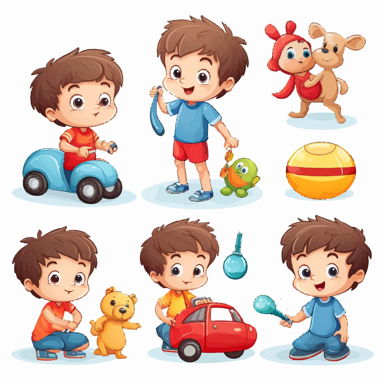 Kids Playing with Toys Cartoon Vectors — free download from Dotvec