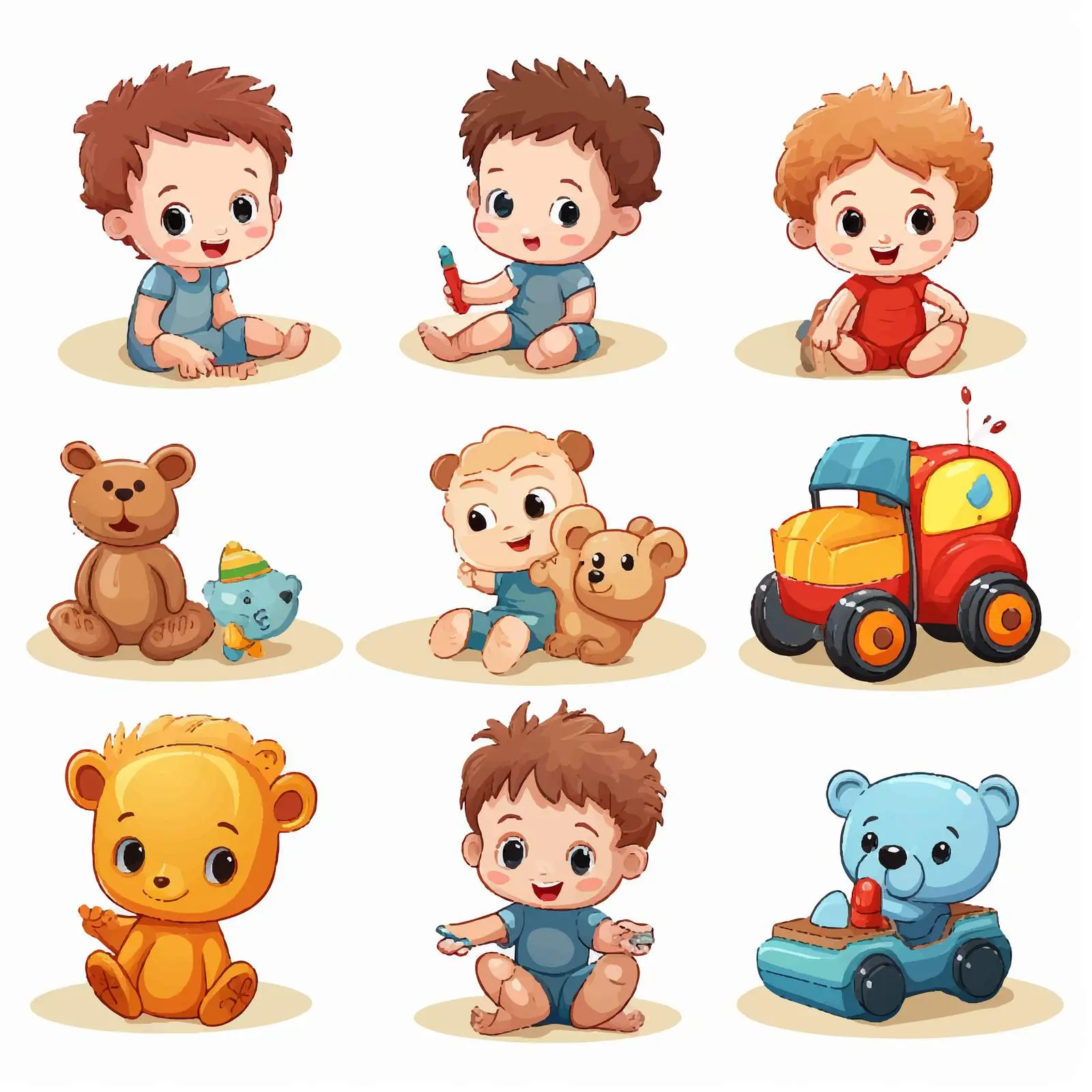 Kids Playing with Toys - Cartoon Vector Art — free download from Dotvec