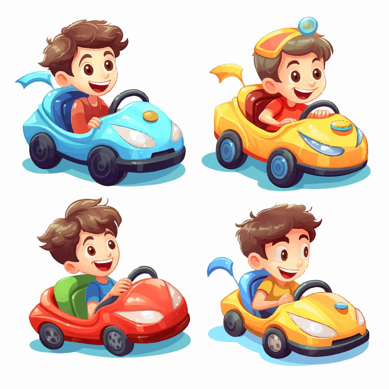 Kids Driving Bumper Cars in Cartoon Style — free download from Dotvec