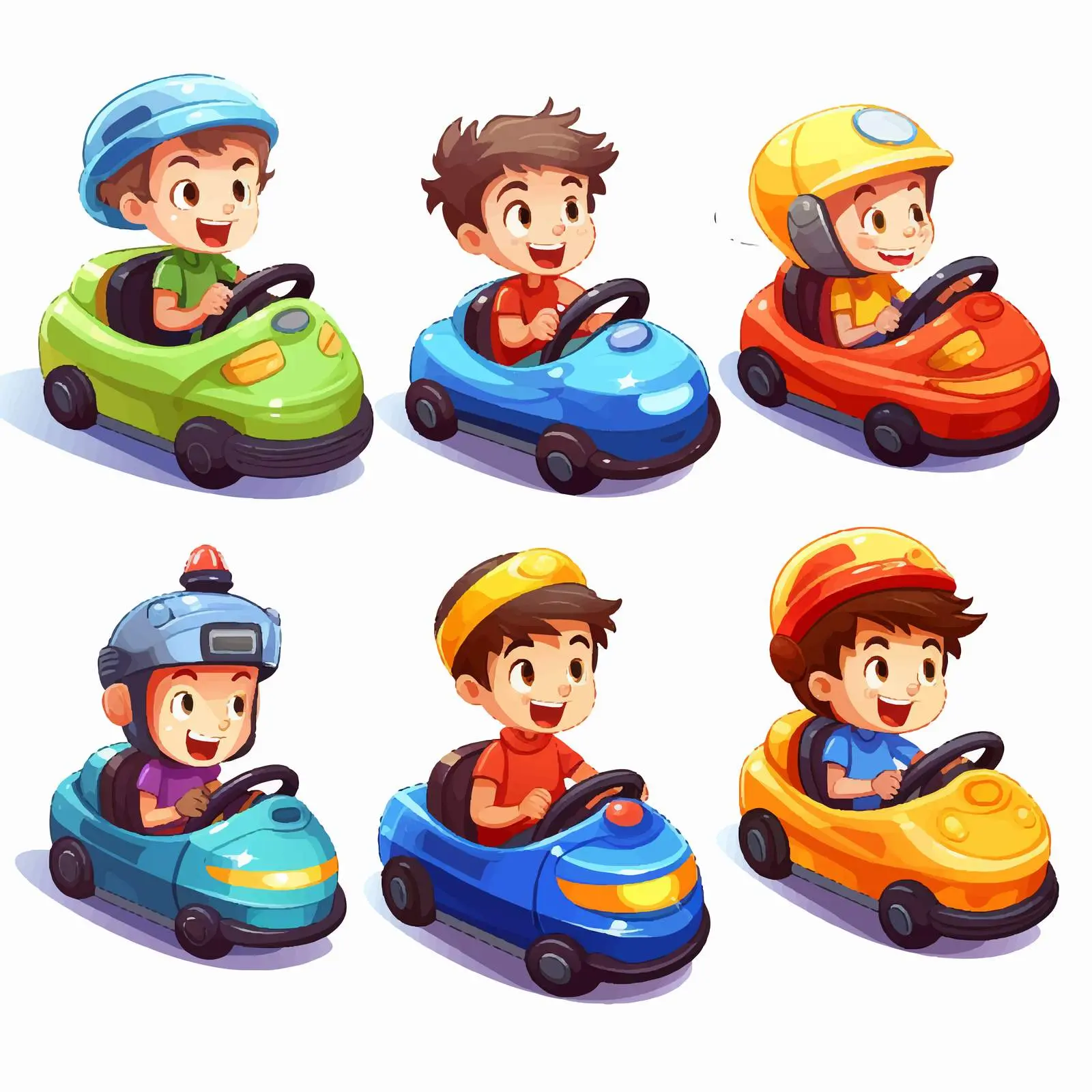 Kids Riding Cartoon Bumper Cars Fun — free download from Dotvec