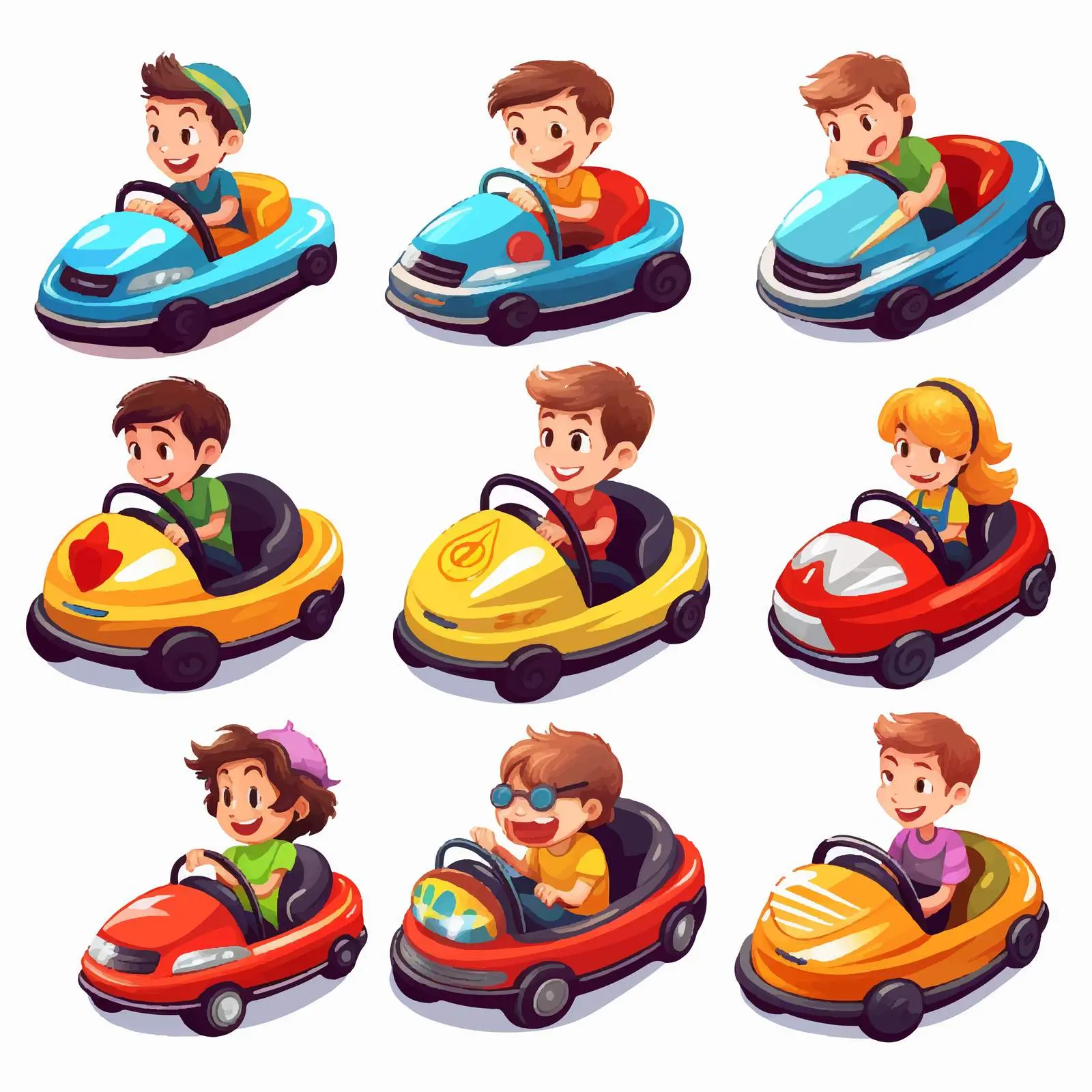 Kids Riding Cartoon Bumper Cars — free download from Dotvec