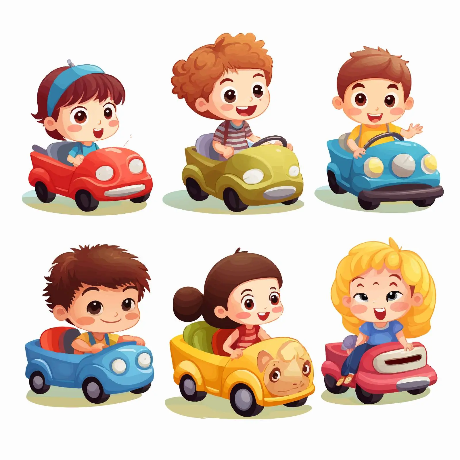 Kids Playing with Car Toy Illustration — free download from Dotvec