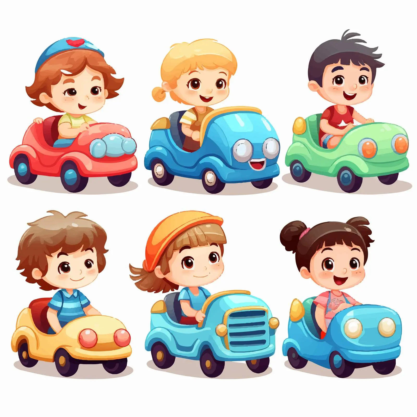 Diverse Kids Playing with Car Toy Vector Illustration — free download from Dotvec