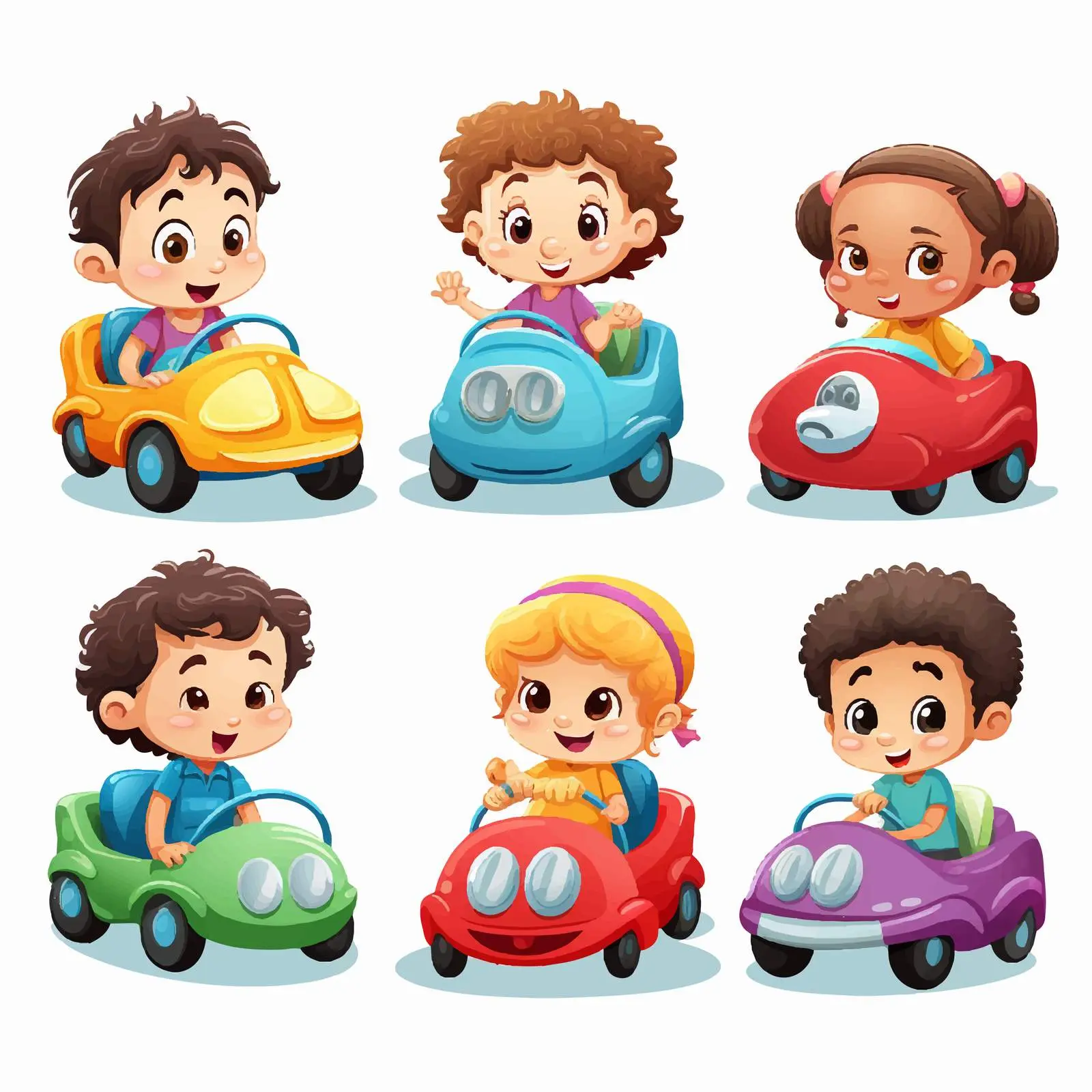 Colorful Kids Playing with Car Toys Illustration — free download from Dotvec