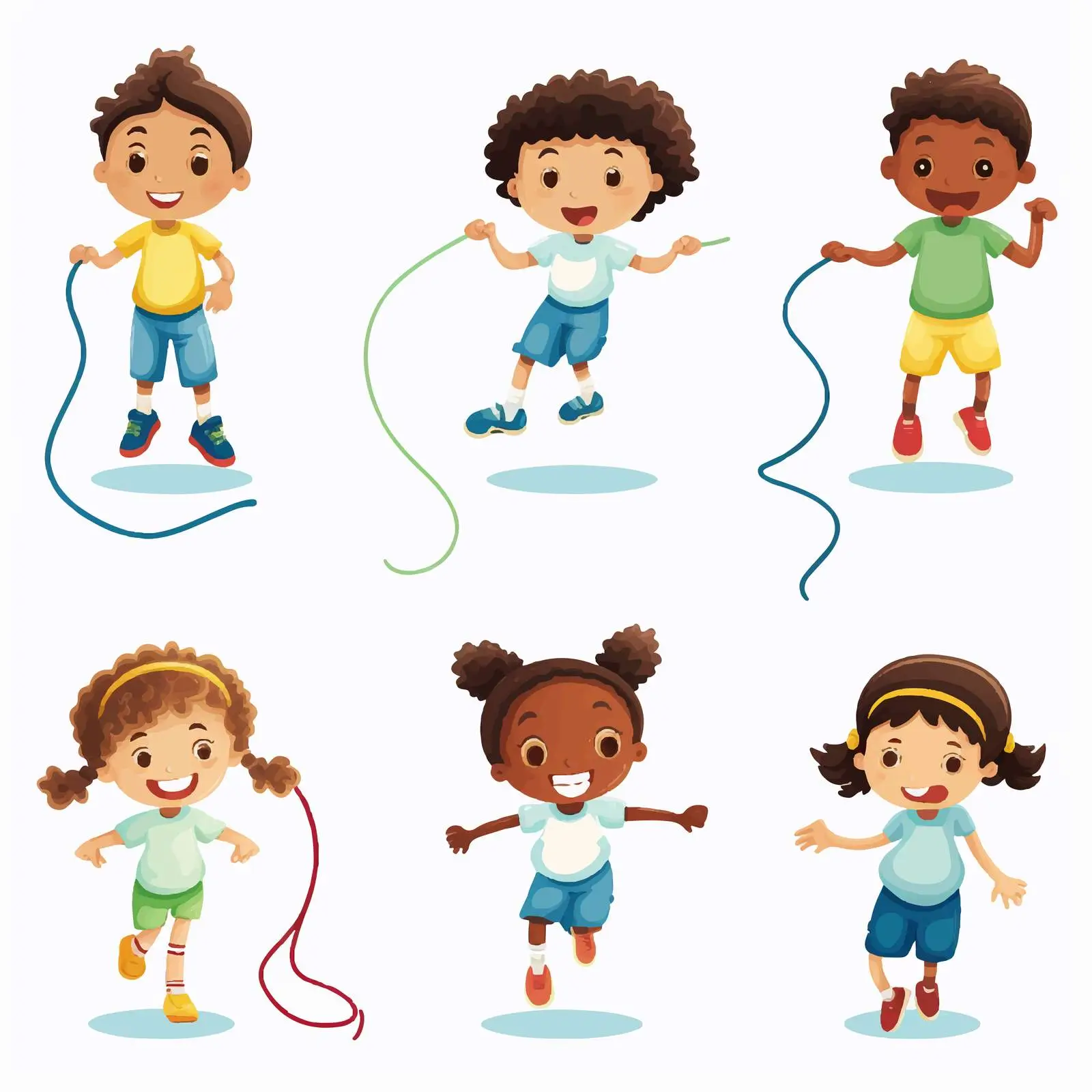 Kids Jumping Rope Vector Illustration Set — free download from Dotvec