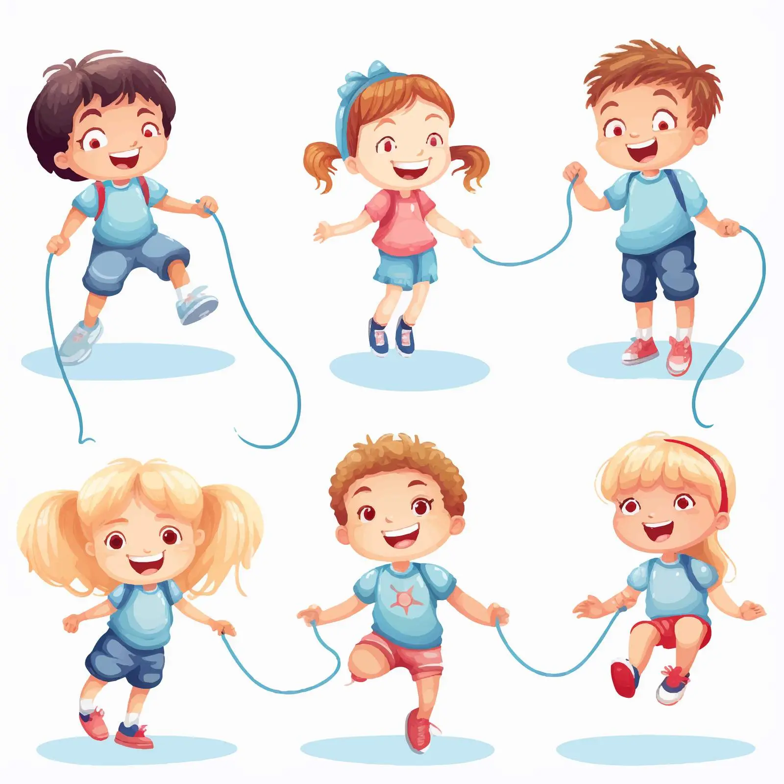 Kids Jumping Rope Vector Illustration Set — free download from Dotvec