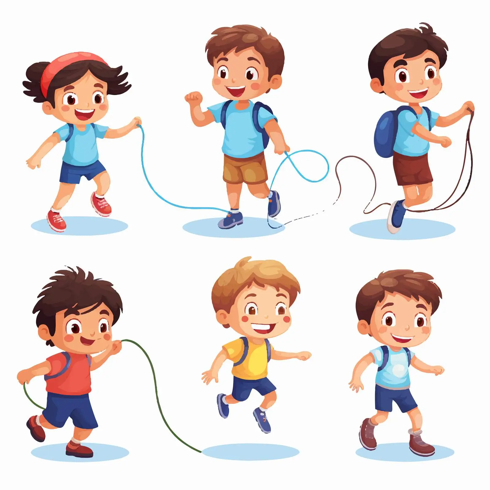Kids Jumping Rope Vector Illustration Set — free download from Dotvec