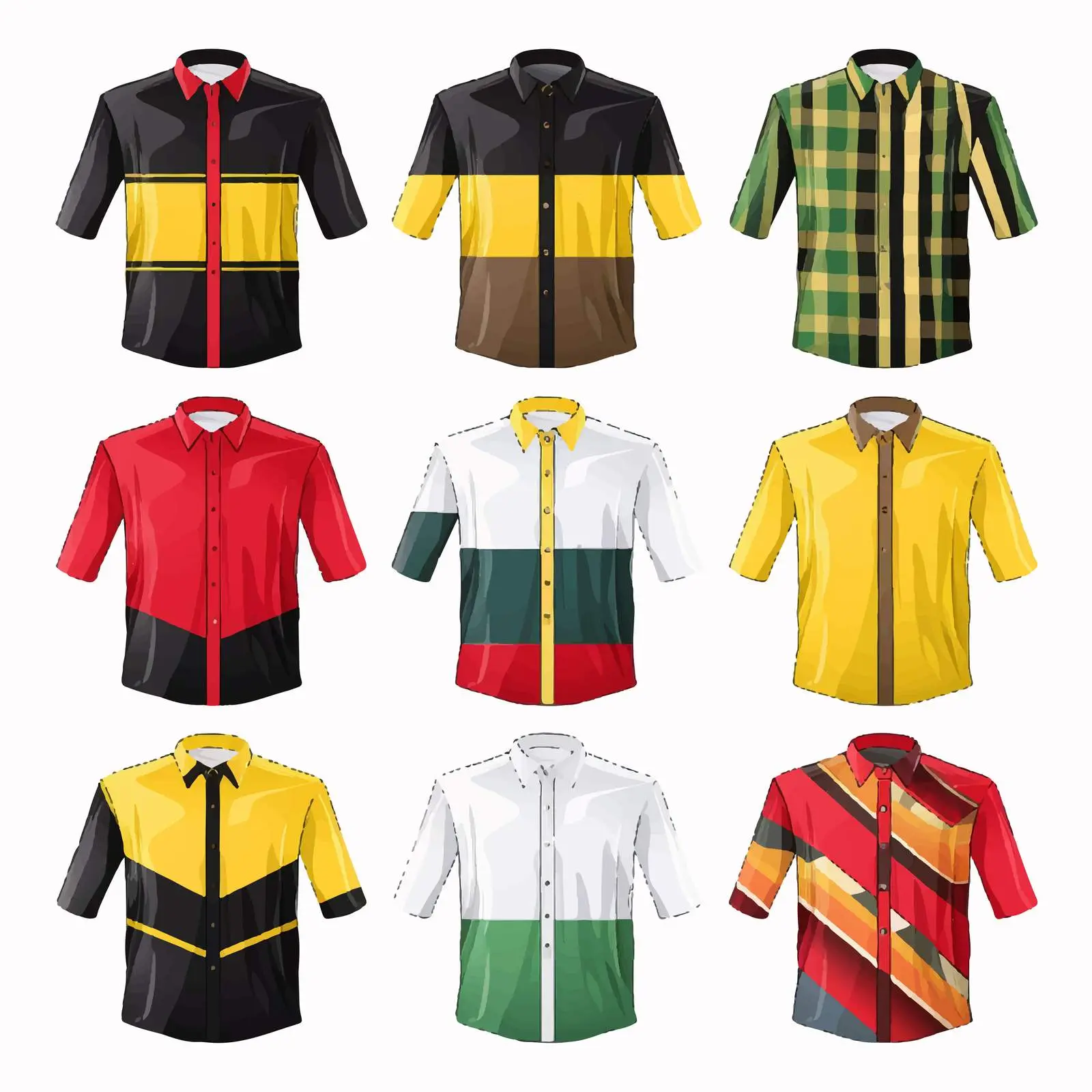 Different Male Shirts Featuring Brunei Flag Design — free download from Dotvec