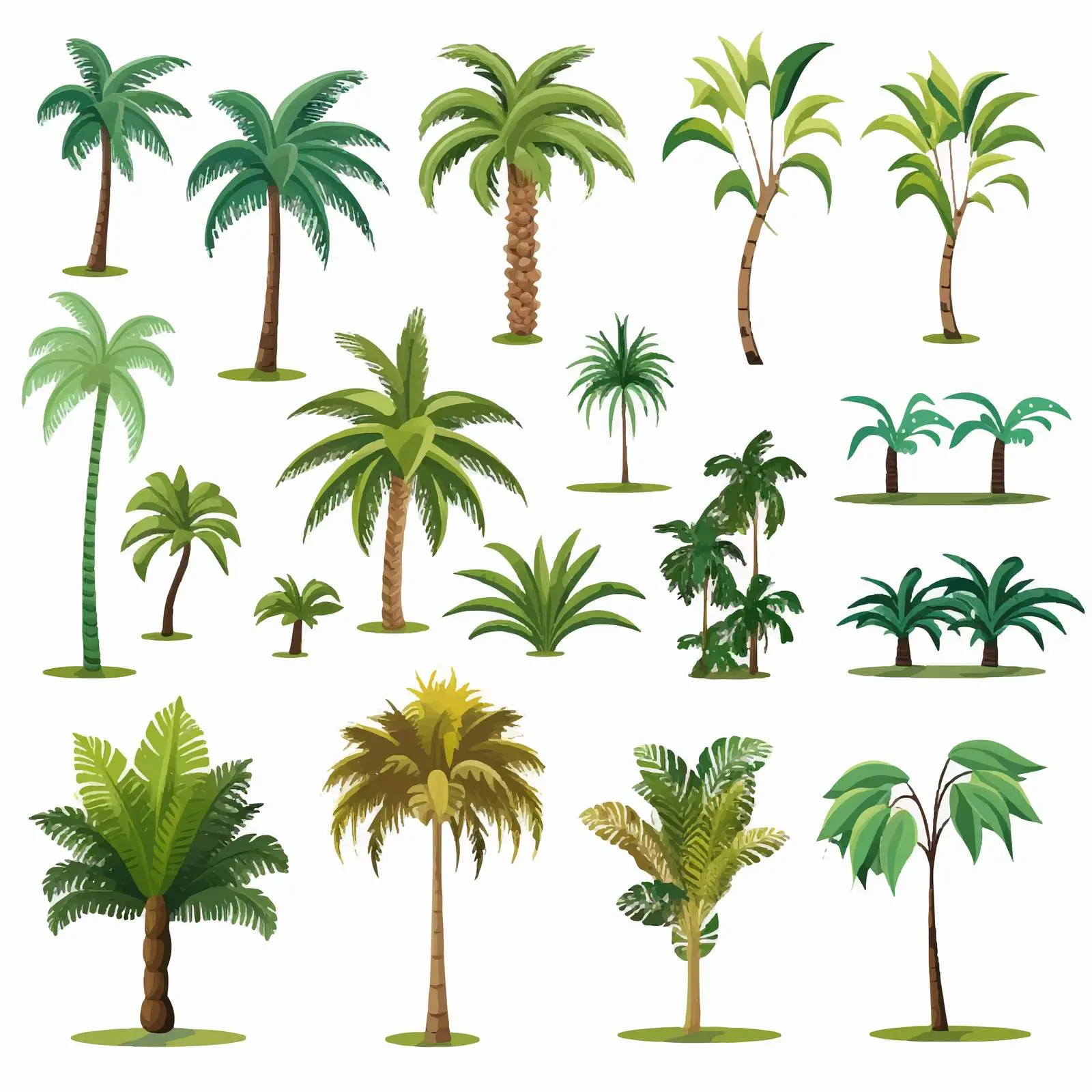 Diverse Cartoon Palm Tree Illustrations Vector Art — free download from Dotvec