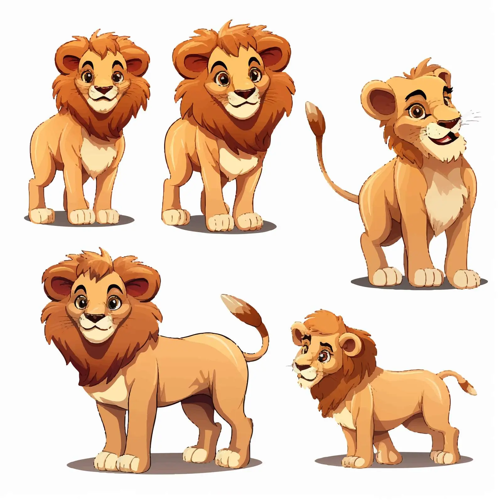 Different Positions of Lion Cartoon Character — free download from Dotvec