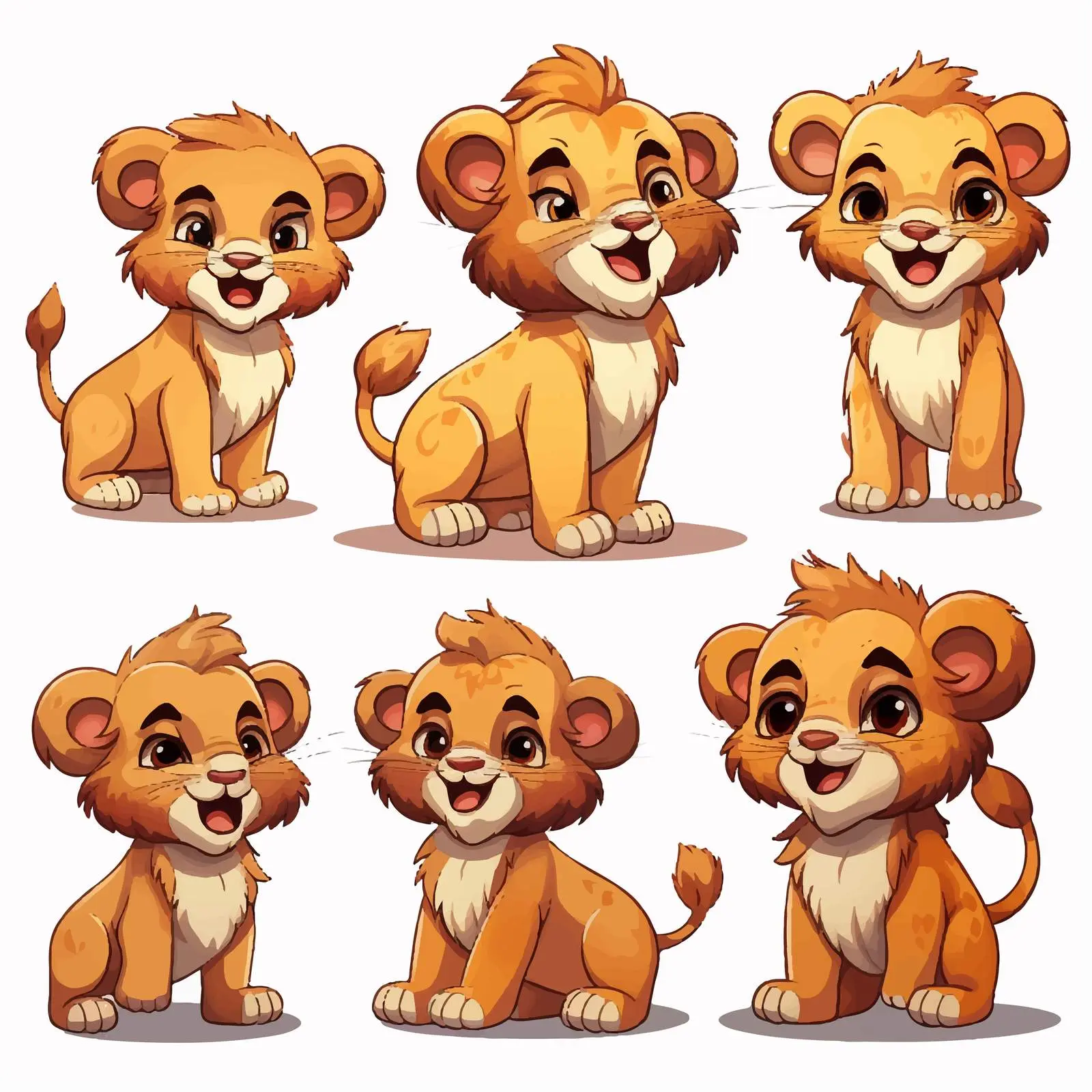 Lion Cartoon Character Poses Vector Set – free character poses image from Dotvec
