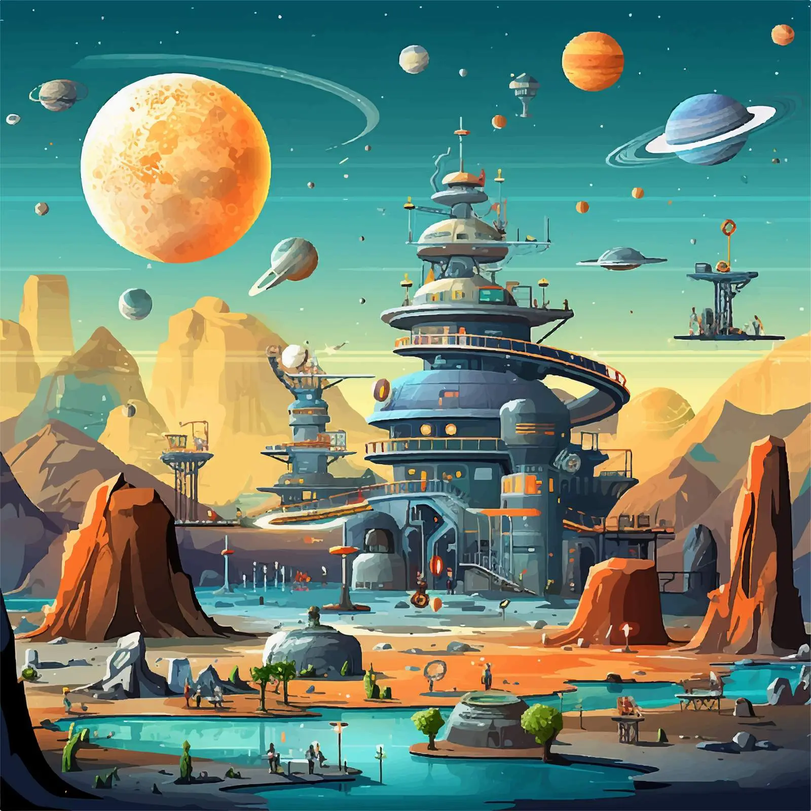 Diverse Space Scenes Vector Illustrations — free download from Dotvec