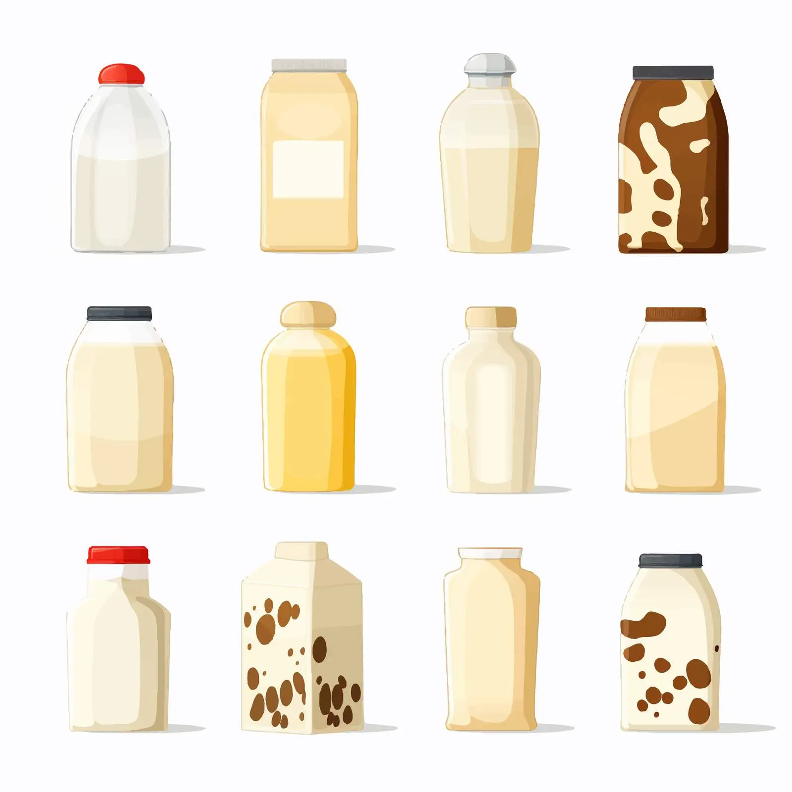 Variety of Milk Packaging Vectors on Transparent Background — free download from Dotvec