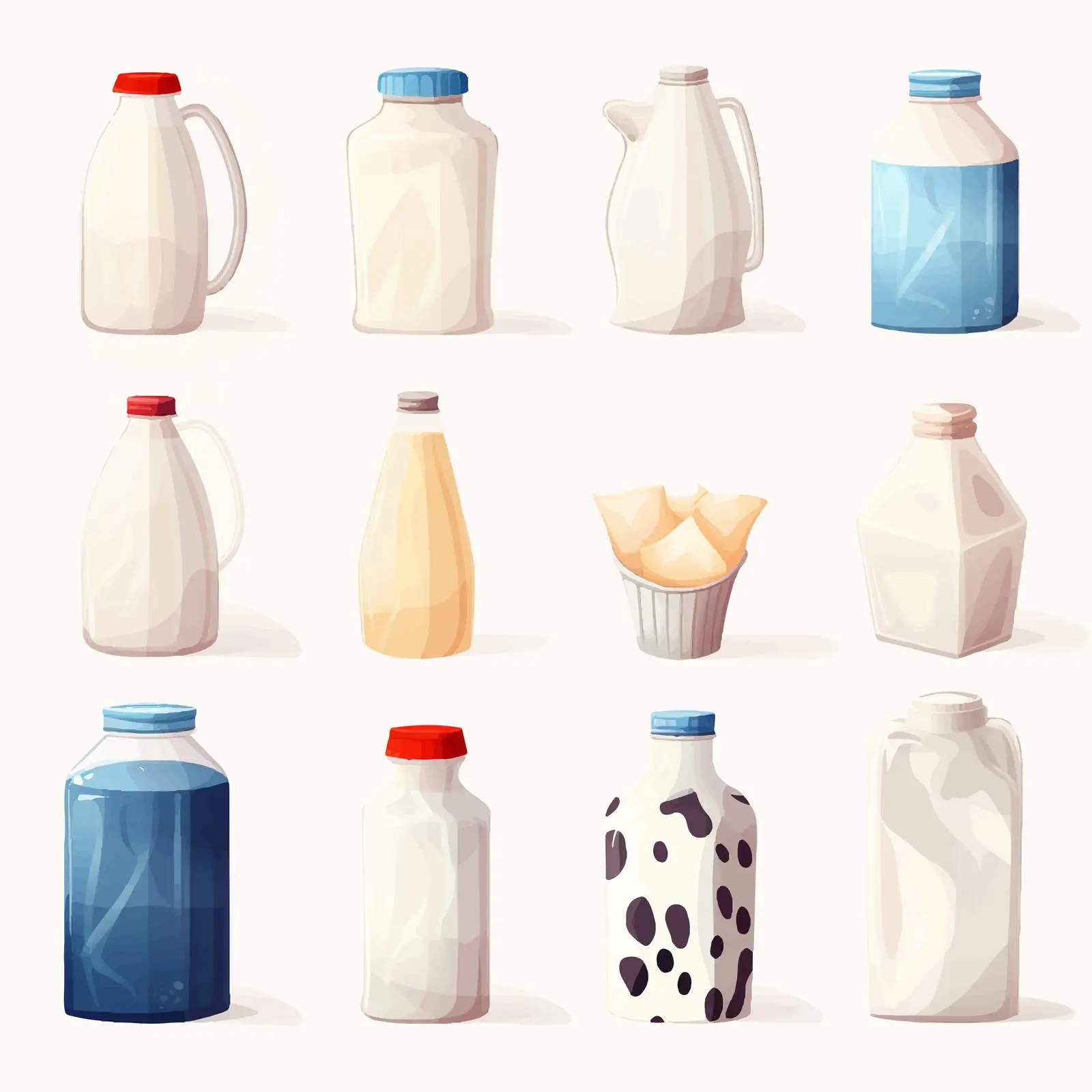 Variety of Isolated Milk Packages on Transparent Background — free download from Dotvec