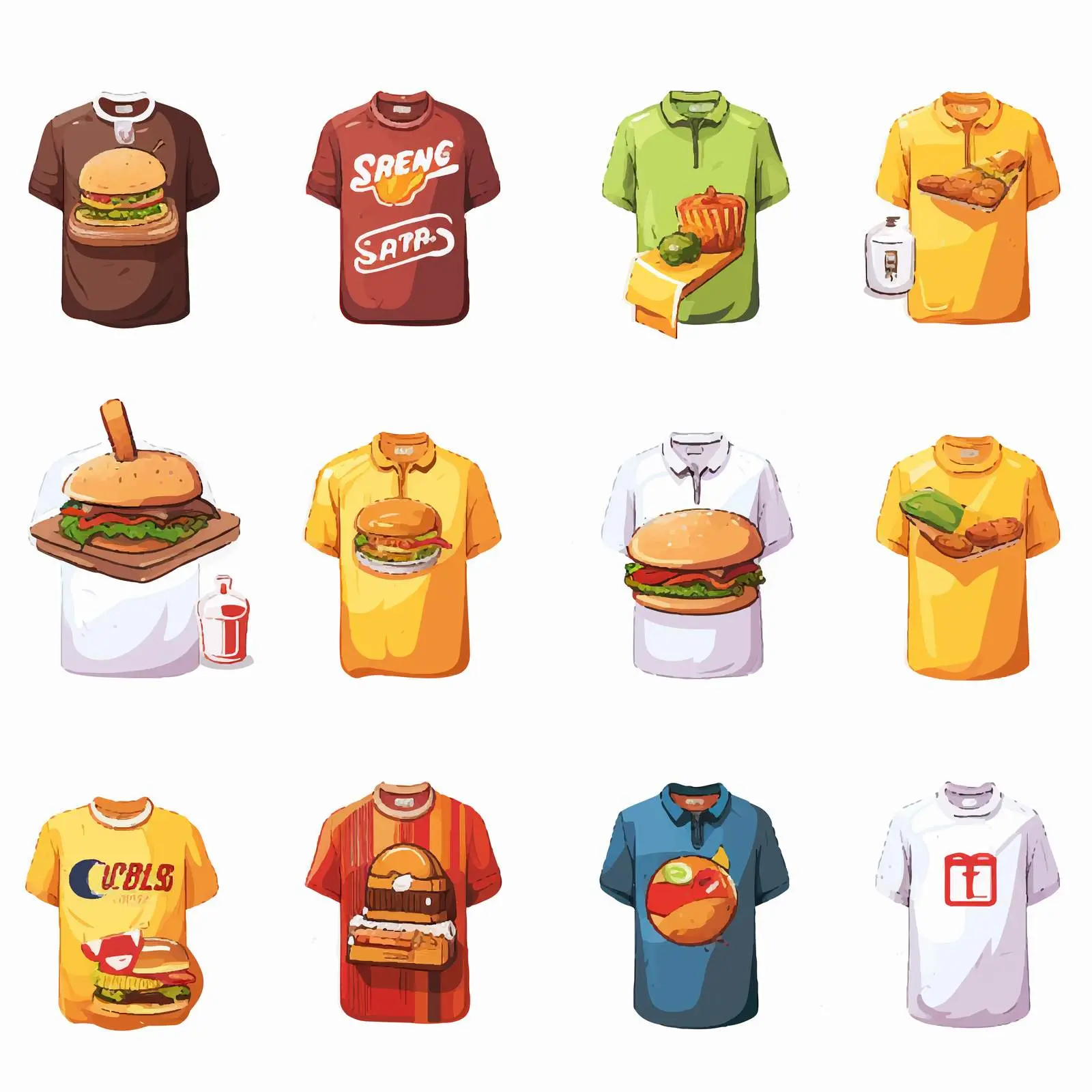 Diverse Shirt Designs with Food Delivery Logos — free download from Dotvec