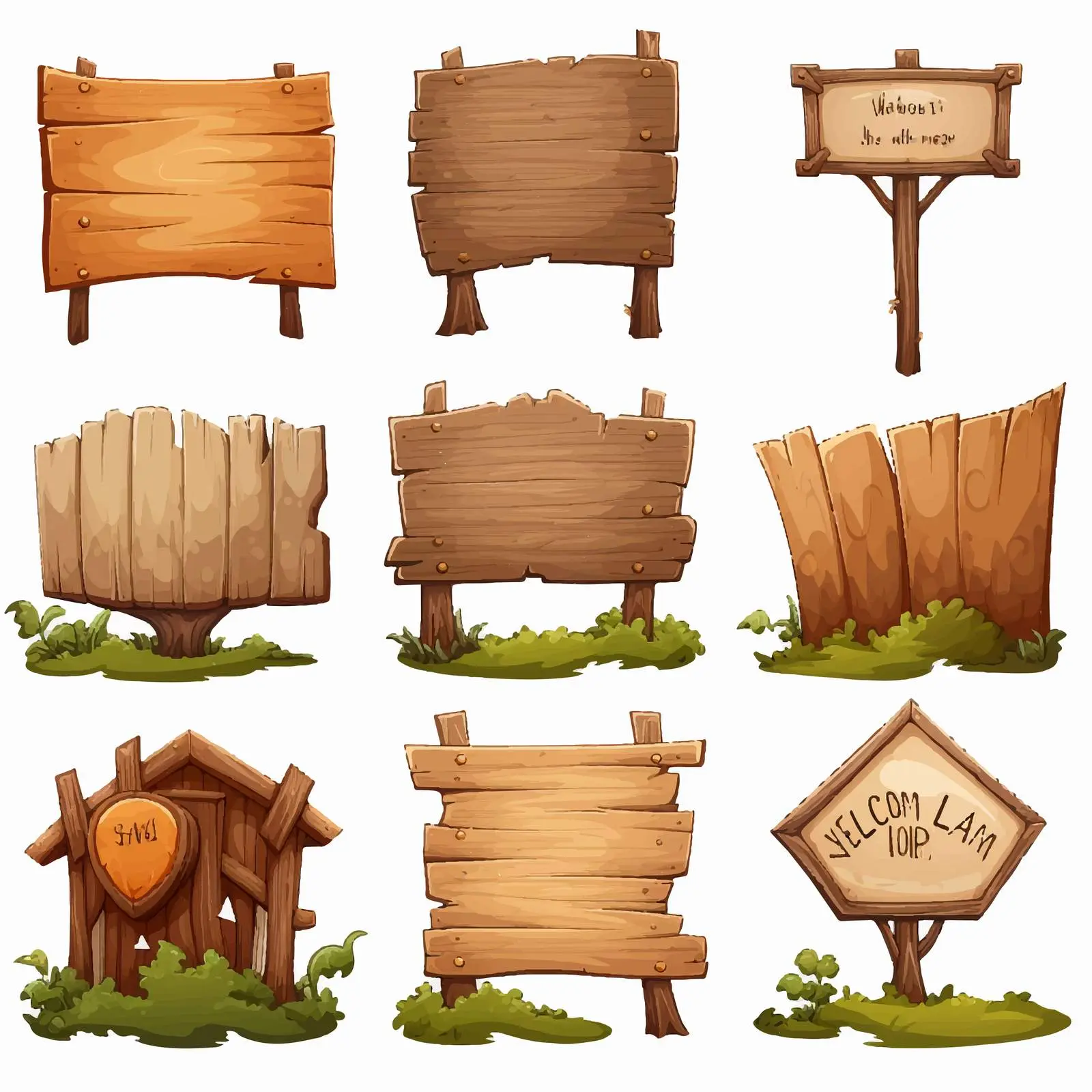 Collection of Wooden Sign Boards Vector Illustration — free download from Dotvec