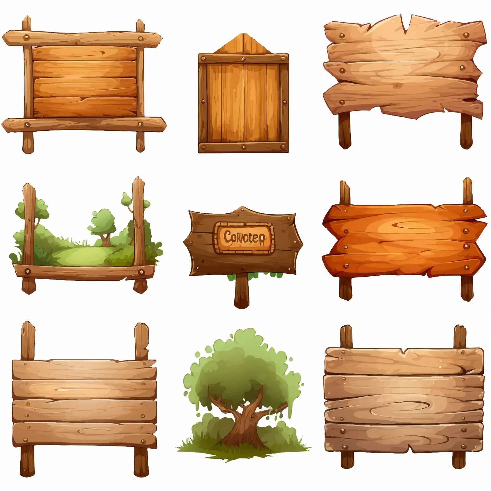 Variety of Wooden Sign Board Illustrations – free vintage sign image from Dotvec