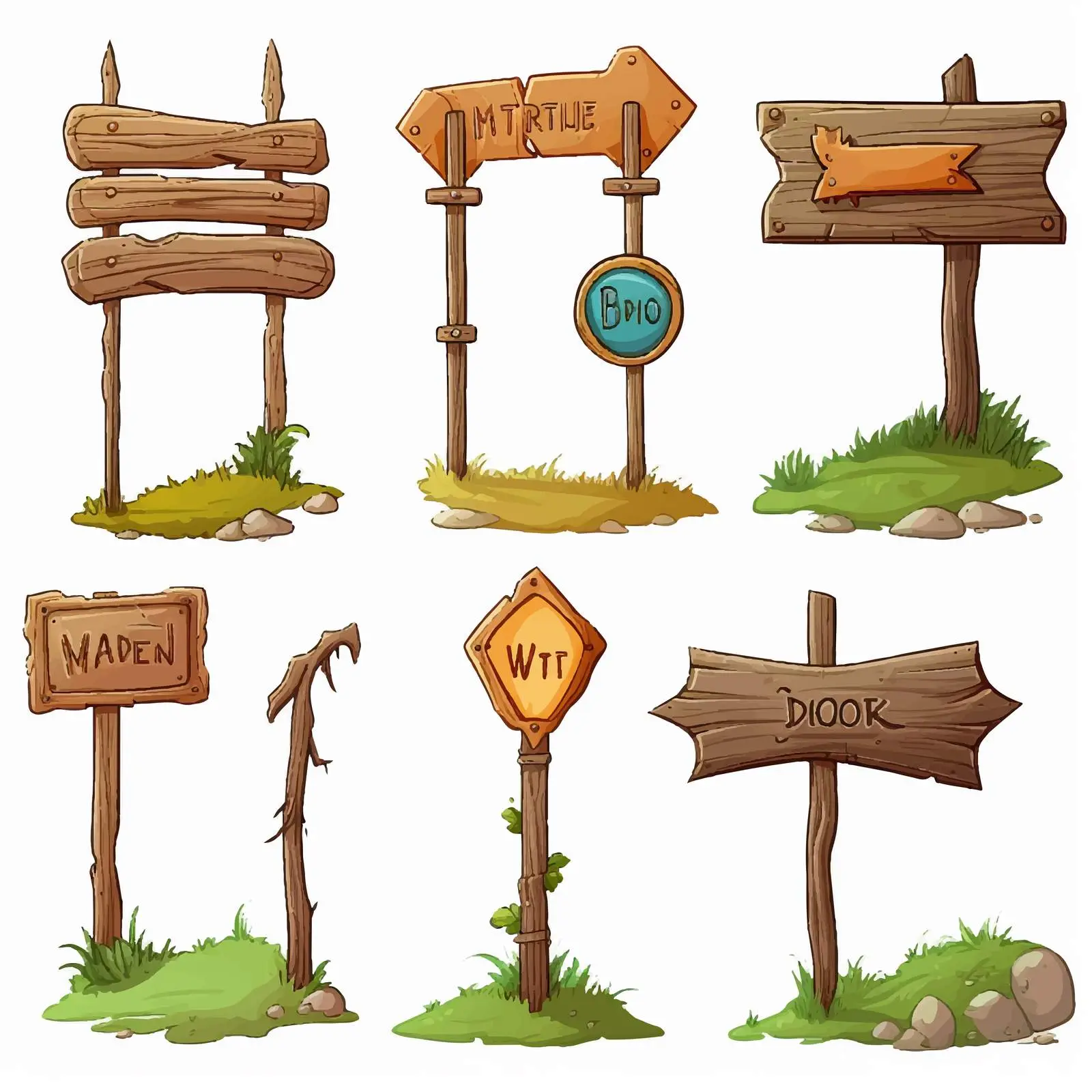 Colorful Wooden Signboards Set for Navigation – free navigation signs image from Dotvec