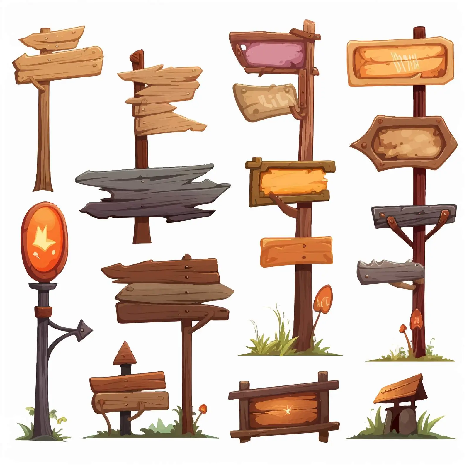 Colorful Wooden Signboards and Pointers Vector Set — free download from Dotvec