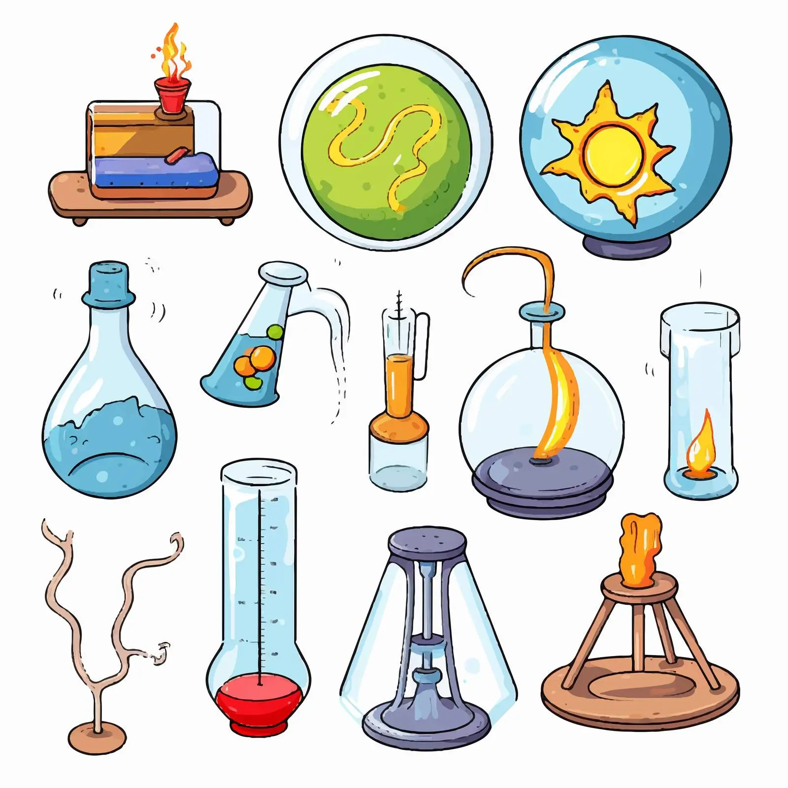 Collection of Science Experiment Objects Illustration — free download from Dotvec
