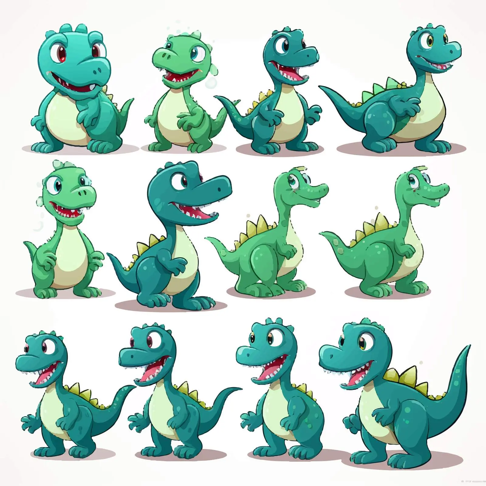 Dinosaur Cartoon Character and Silhouette Vectors — free download from Dotvec