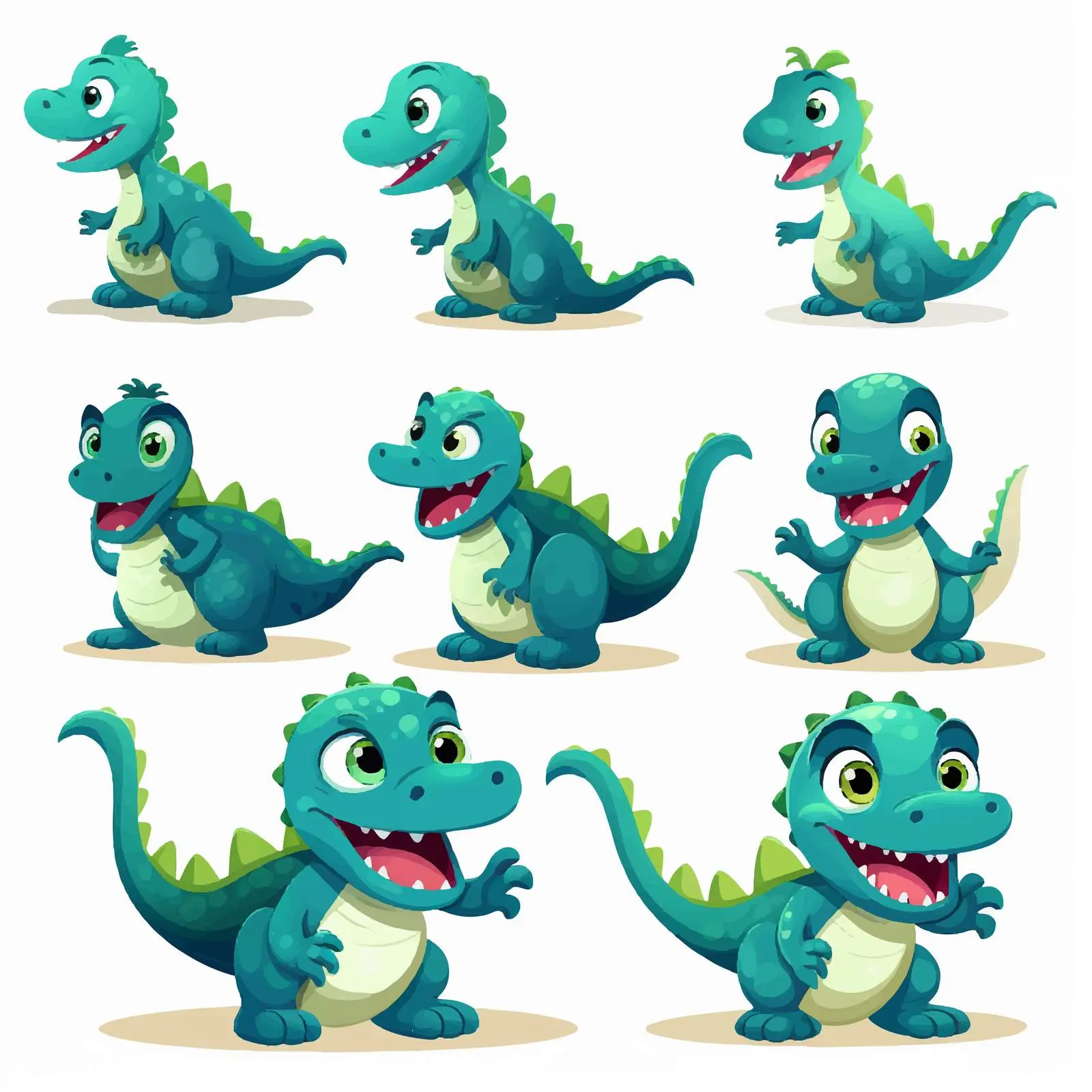 Dinosaur Cartoon Character and Silhouette Vector — free download from Dotvec