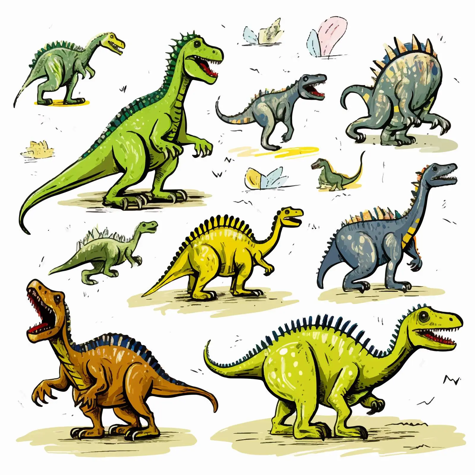 Dinosaur Scribble Style Illustration Vector Set — free download from Dotvec