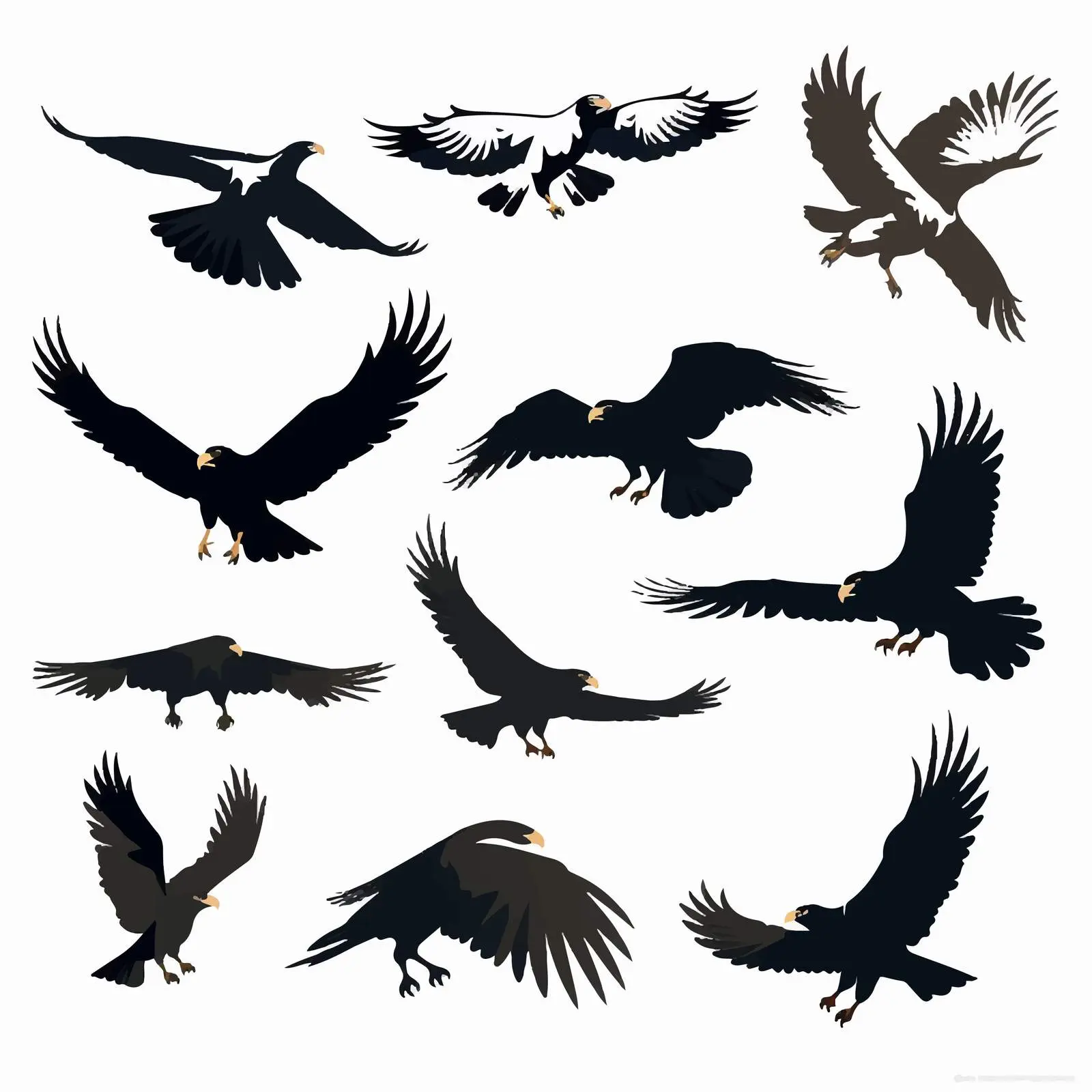Eagle Character Set and Silhouette Vectors — free download from Dotvec
