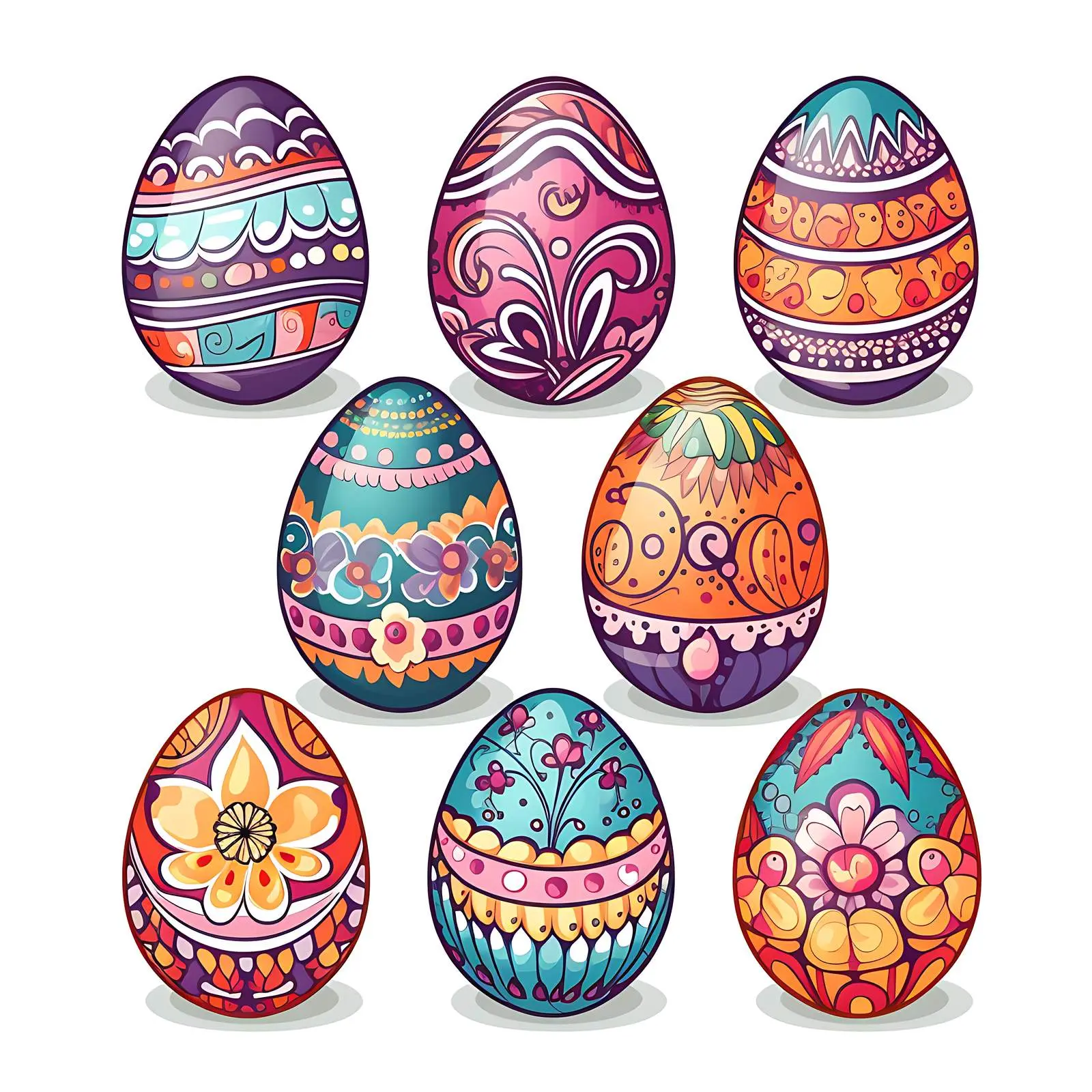 Brightly Colored Easter Eggs with Beautiful Patterns – free paint image from Dotvec