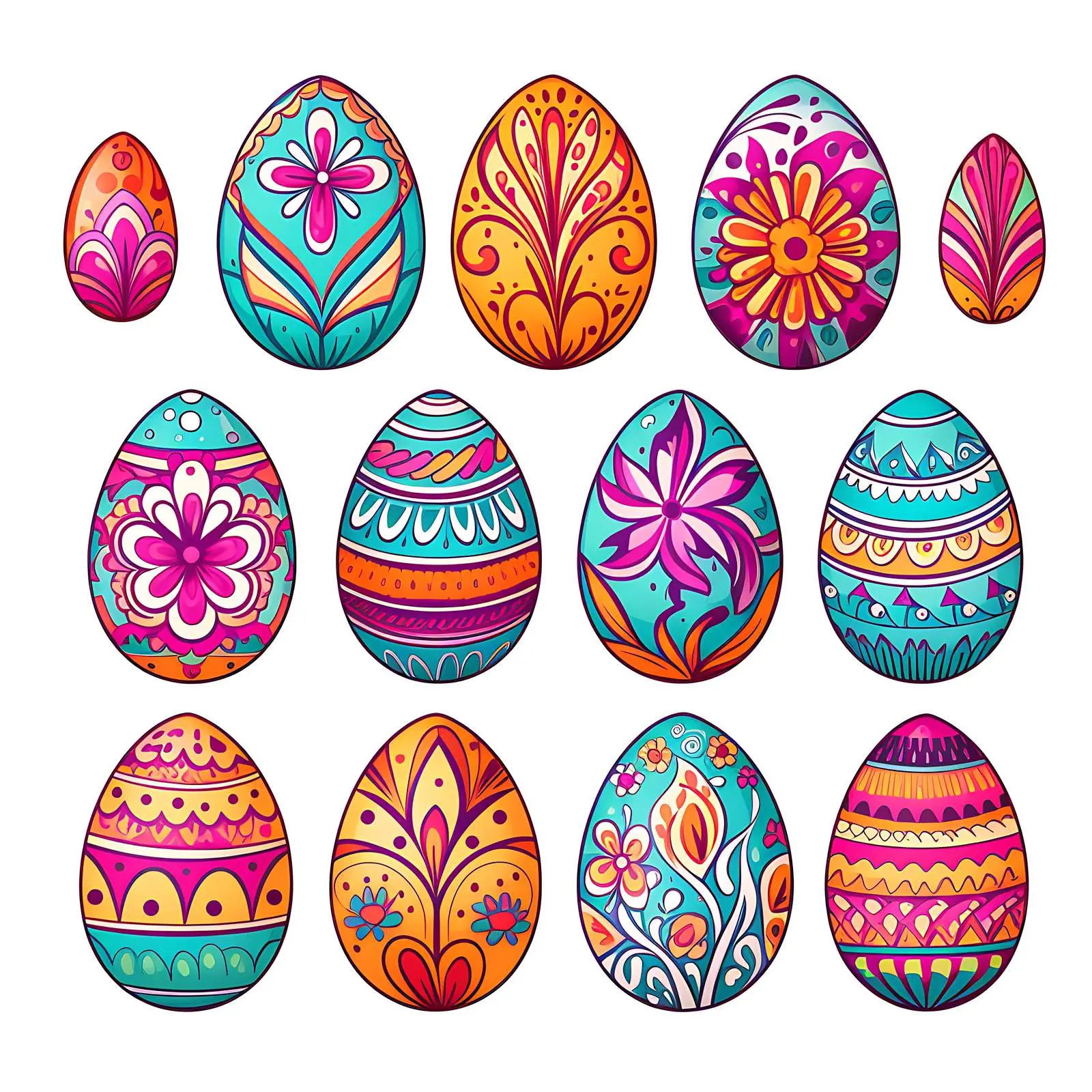 Brightly Colored Easter Eggs with Patterns — free download from Dotvec